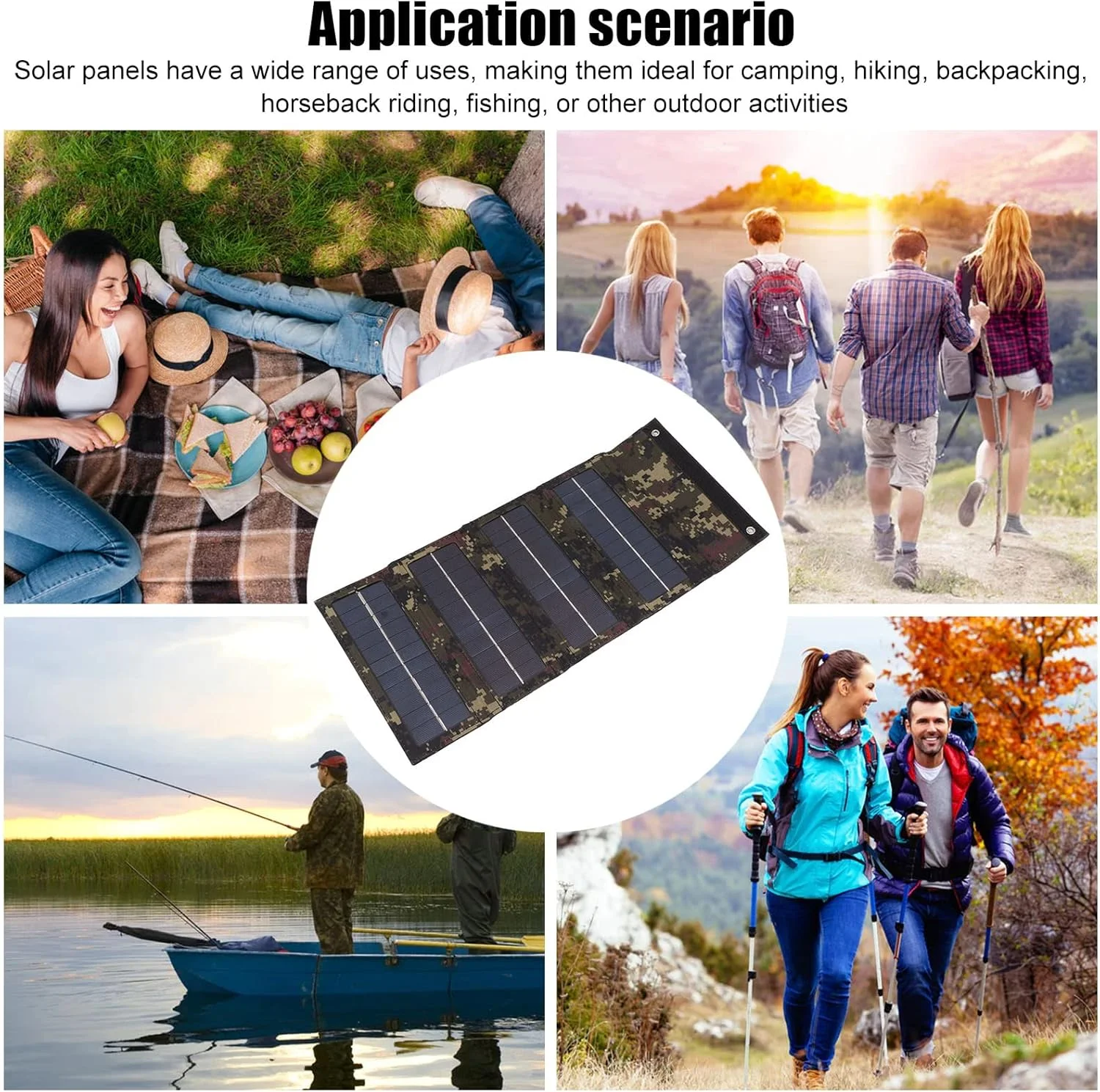 پنل خورشیدی تاشو 40 واتی Sorandy، پنل خورشیدی مونوکریستالی تاشو با راندمان تبدیل بالا با رابط USB برای کمپینگ و پیاده روی در فضای باز (طرح استتار)