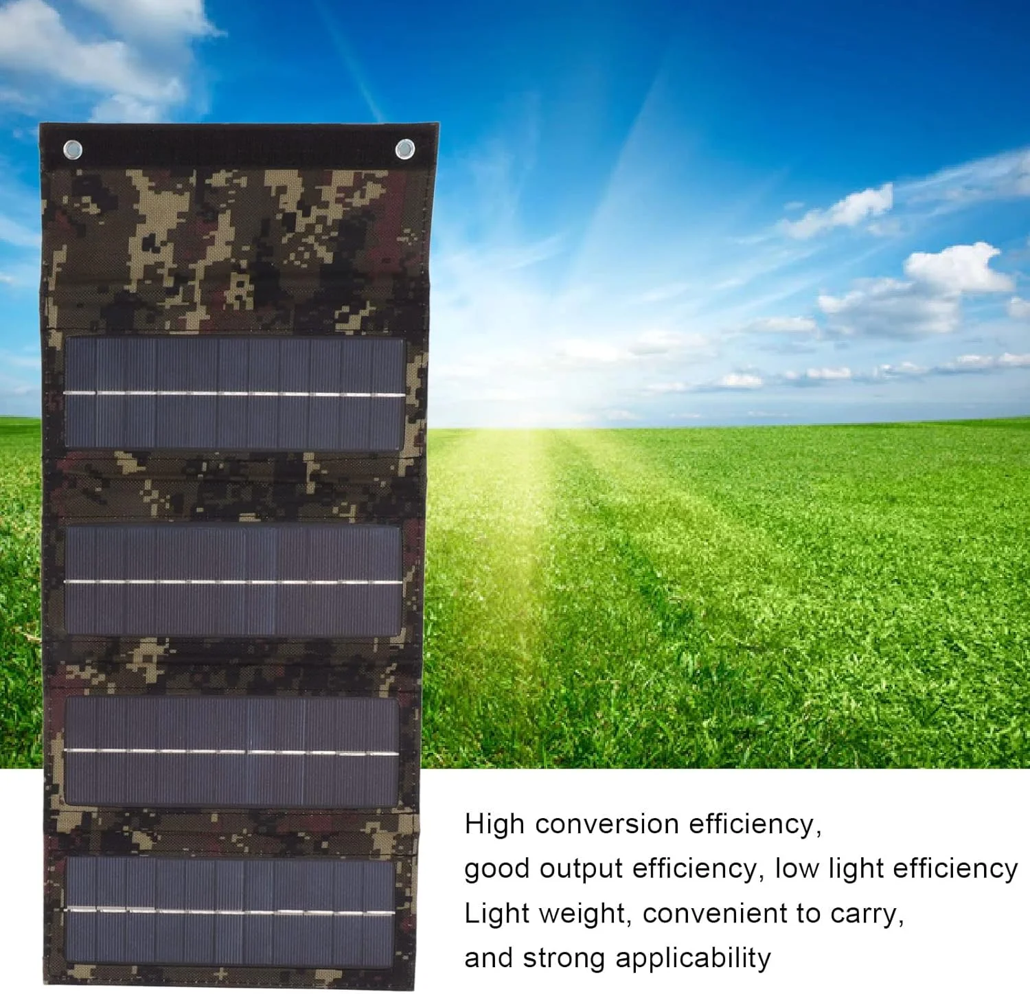 پنل خورشیدی تاشو 40 واتی Sorandy، پنل خورشیدی مونوکریستالی تاشو با راندمان تبدیل بالا با رابط USB برای کمپینگ و پیاده روی در فضای باز (طرح استتار)