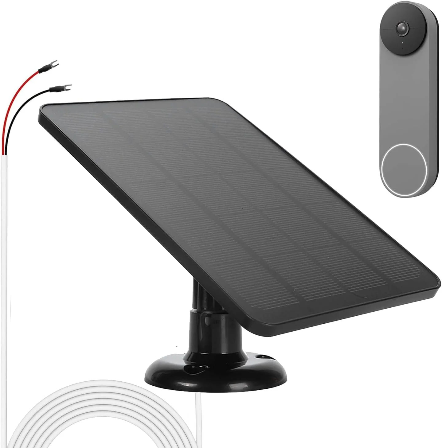 پنل خورشیدی برای دوربین امنیتی فضای باز، شارژر پنل خورشیدی 10 واتی برای دوربین های زنگ دار Nest و Doorbell 2K 2 3، ضد آب IP66، پایه قابل تنظیم 360 درجه (CSP4W-O-W)