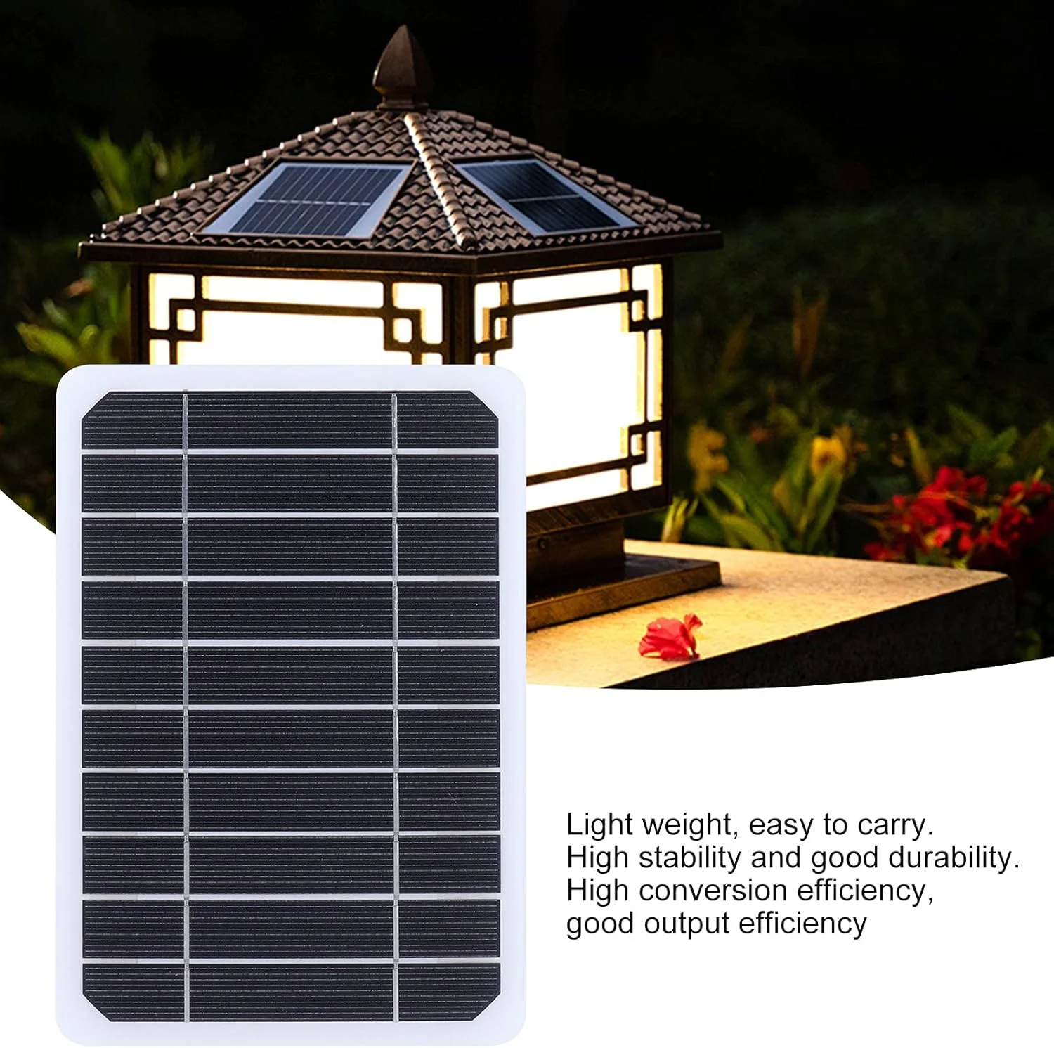 پنل خورشیدی 5 وات 5 ولت، پنل خورشیدی مونوکریستالی برای کمپینگ در فضای باز، قطعات DIY، ماژول پنل خورشیدی کوچک، منبع تغذیه سلول سیستم خورشیدی برای شارژ تلفن همراه