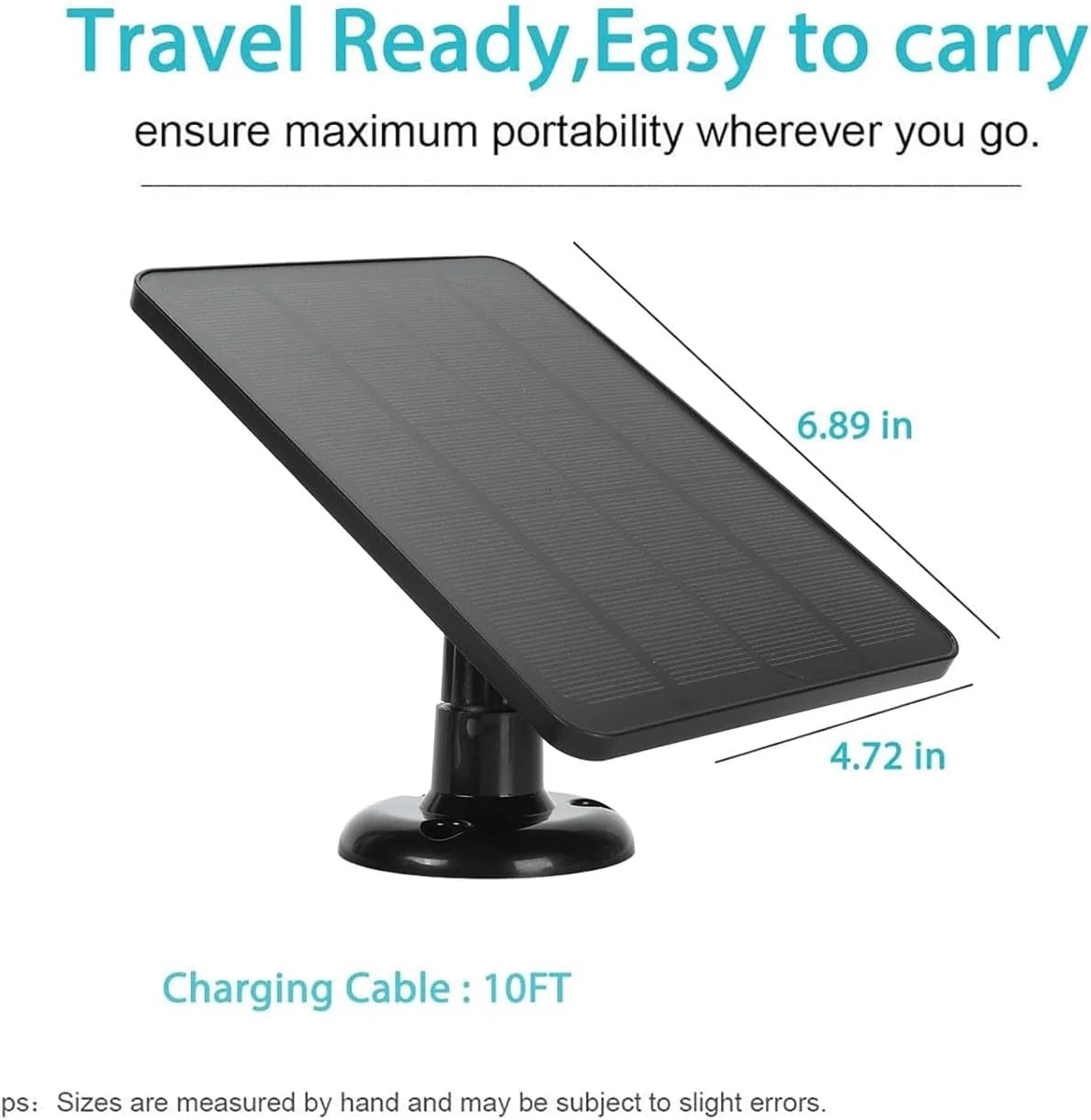 پنل خورشیدی برای دوربین امنیتی فضای باز، شارژر پنل خورشیدی 10 واتی برای دوربین های زنگ دار Nest و Doorbell 2K 2 3، ضد آب IP66، پایه قابل تنظیم 360 درجه (CSP4W-O-W)