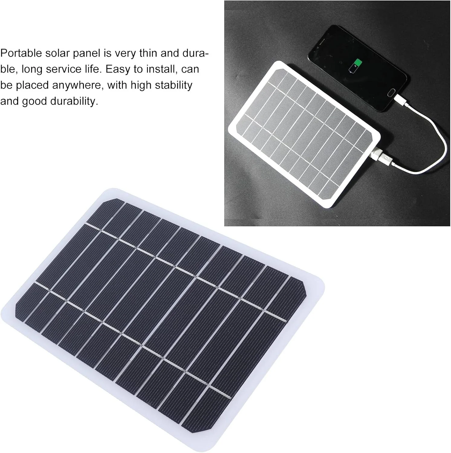 پنل خورشیدی 5 وات 5 ولت، پنل خورشیدی مونوکریستالی برای کمپینگ در فضای باز، قطعات DIY، ماژول پنل خورشیدی کوچک، منبع تغذیه سلول سیستم خورشیدی برای شارژ تلفن همراه