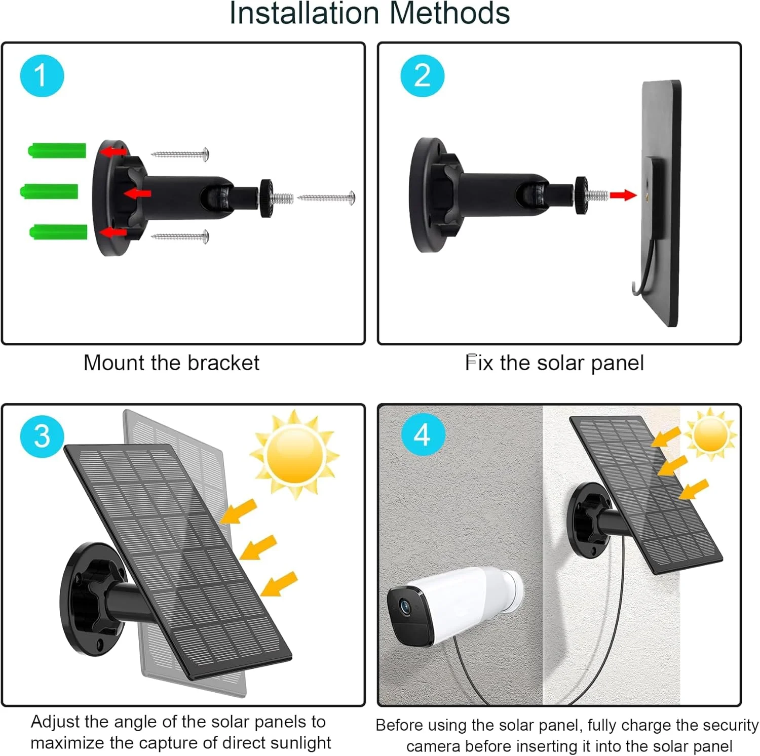 پنل خورشیدی برای دوربین فضای باز، شارژر خورشیدی ضد آب IP66، منبع تغذیه خورشیدی مداوم برای دوربین های امنیتی، با کابل 3 متری آداپتور Type-C و پایه قابل تنظیم 360 درجه پنل خورشیدی برای دوربین فضای باز، شارژر خورشیدی ضد آب IP66، منبع تغذیه خورشیدی مداوم برای دوربین های امنیتی، با کابل 3 متری آداپتور Type-C و پایه قابل تنظیم 360 درجه