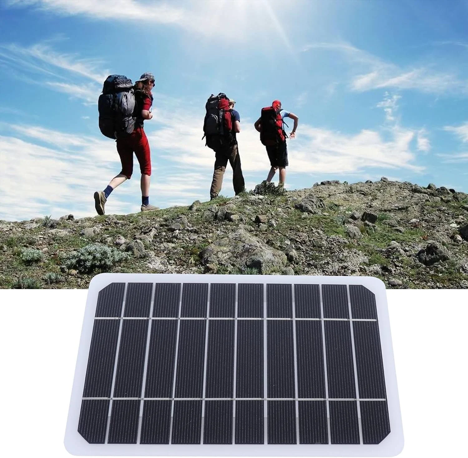 پنل خورشیدی 5 وات 5 ولت، پنل خورشیدی مونوکریستالی برای کمپینگ در فضای باز، قطعات DIY، ماژول پنل خورشیدی کوچک، منبع تغذیه سلول سیستم خورشیدی برای شارژ تلفن همراه