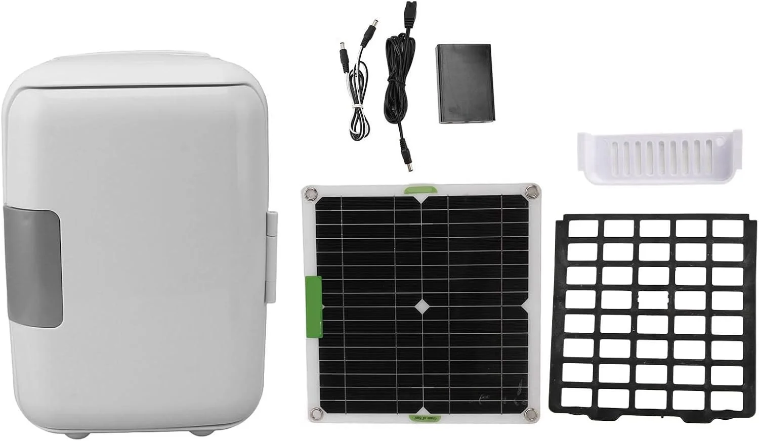یخچال خودرو خورشیدی، خنک کننده برقی با پنل خورشیدی 50 واتی مونوکریستالین و کابل اتصال جعبه باتری، یخچال قابل حمل با خنک کننده سریع برای کمپینگ و فعالیت های خارج از منزل