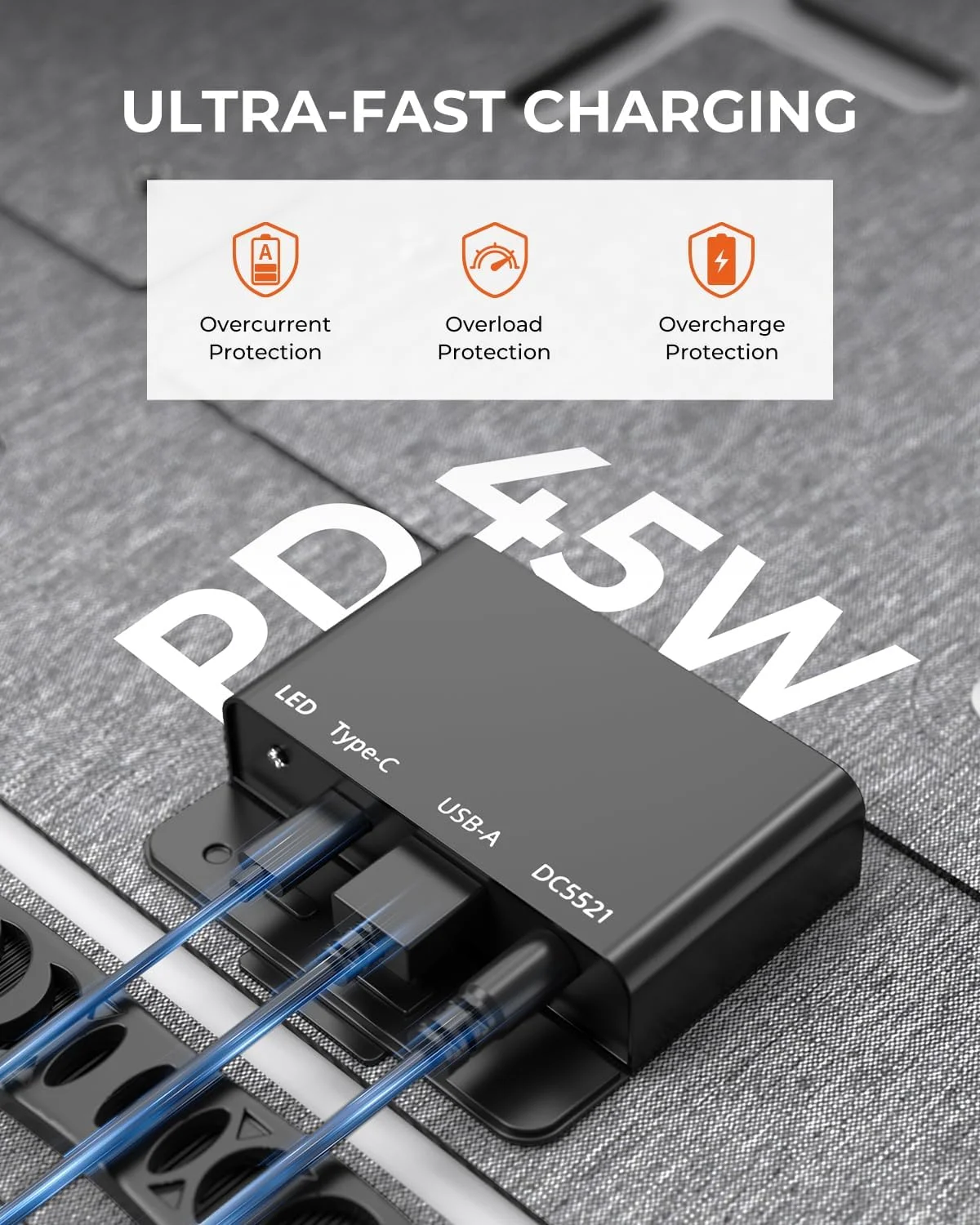 شارژر خورشیدی تاشو 60 واتی BigBlue، پنل خورشیدی قابل حمل ETFE با خروجی QC3.0+PD45W+23.2V DC [مقاوم در برابر آب IP68 و دارای پایه زاویه دار] برای مواقع اضطراری، کمپینگ، سازگار با تلفن های هوشمند، تبلت و پاور استیشن