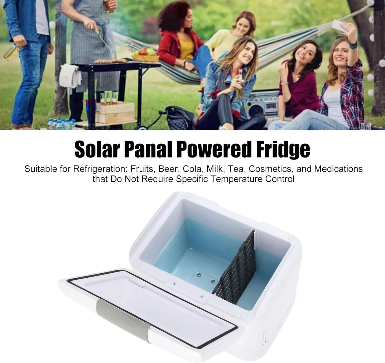 یخچال خودرو خورشیدی، خنک کننده برقی با پنل خورشیدی 50 واتی مونوکریستالین و کابل اتصال جعبه باتری، یخچال قابل حمل با خنک کننده سریع برای کمپینگ و فعالیت های خارج از منزل یخچال خودرو خورشیدی، خنک کننده برقی با پنل خورشیدی 50 واتی مونوکریستالین و کابل اتصال جعبه باتری، یخچال قابل حمل با خنک کننده سریع برای کمپینگ و فعالیت های خارج از منزل