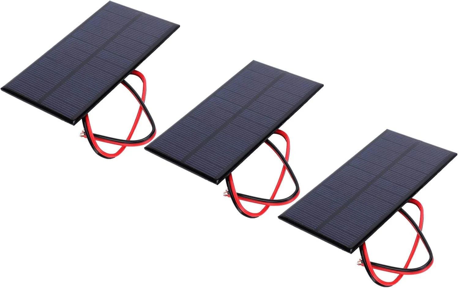 مجموعه 3 عددی مینی پنل خورشیدی، ماژول برق سلول پنل خورشیدی 6 ولت 1 وات DC سیلیکونی پلی کریستالی با کابل 30 سانتی متری