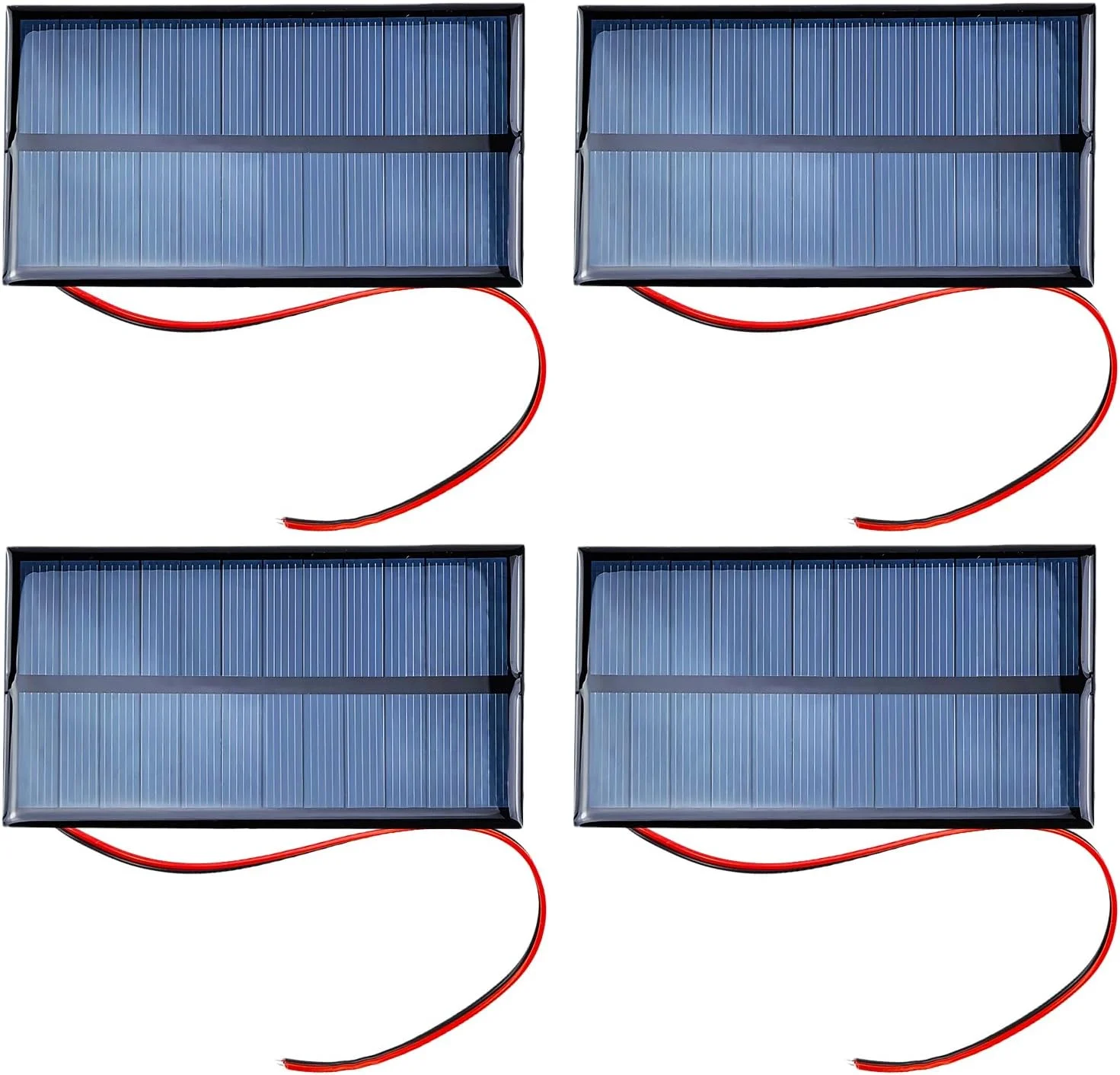 مجموعه 4 عددی پنل خورشیدی کوچک، ماژول برق سلول پنل خورشیدی DC 6V 1W با کابل 30 سانتی متری، کیت سلول های خورشیدی فتوولتائیک برای مواد خورشیدی DIY 11 * 6