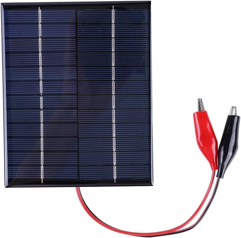 شارژر پنل خورشیدی 5 وات 12 ولت، ضد آب، مینی، ماژول پنل خورشیدی کوچک با کابل گیره، شارژر سلول اپوکسی پلی سیلیکونی DIY برای کمپینگ در فضای باز برای شارژ باتری 9-12 ولت