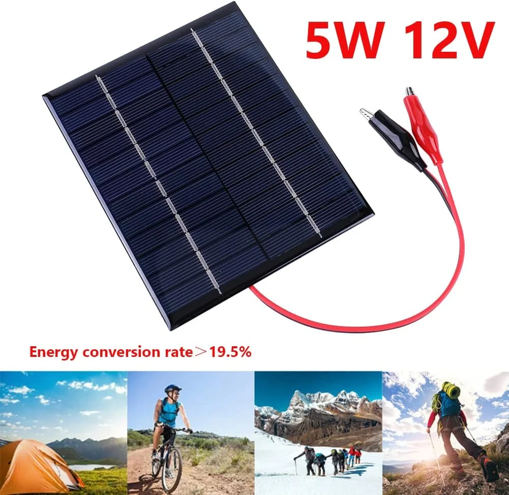 شارژر پنل خورشیدی 5 وات 12 ولت، ضد آب، مینی، ماژول پنل خورشیدی کوچک با کابل گیره، شارژر سلول اپوکسی پلی سیلیکونی DIY برای کمپینگ در فضای باز برای شارژ باتری 9-12 ولت شارژر پنل خورشیدی 5 وات 12 ولت، ضد آب، مینی، ماژول پنل خورشیدی کوچک با کابل گیره، شارژر سلول اپوکسی پلی سیلیکونی DIY برای کمپینگ در فضای باز برای شارژ باتری 9-12 ولت