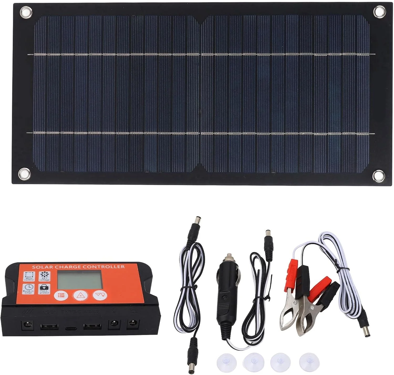 کیت پنل خورشیدی مونوکریستالین، 12 ولت 24 ولت، شامل کنترلر 100 آمپر، سیم اتصال، مناسب برای خودرو، کشتی، فضای باز