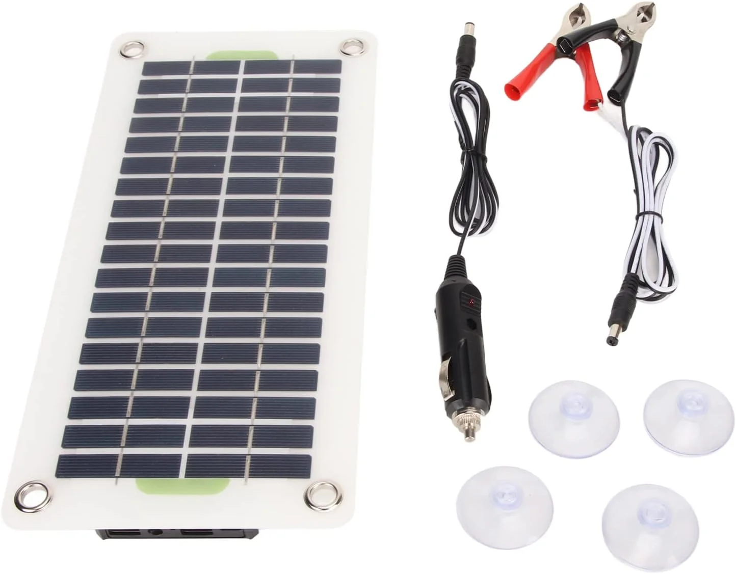 پنل خورشیدی قابل حمل Bewinner 12V 30W پلی کریستال ضد آب USB با فندکی، برای ماشین، ون، قایق