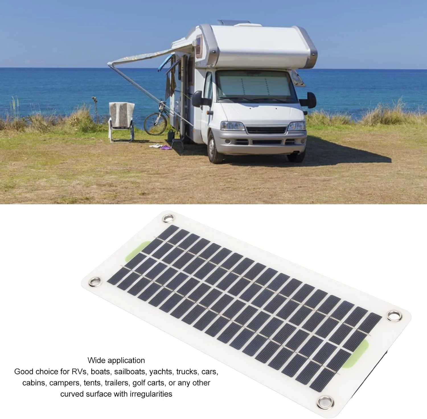 پنل خورشیدی قابل حمل Bewinner 12V 30W پلی کریستال ضد آب USB با فندکی، برای ماشین، ون، قایق پنل خورشیدی قابل حمل Bewinner 12V 30W پلی کریستال ضد آب USB با فندکی، برای ماشین، ون، قایق