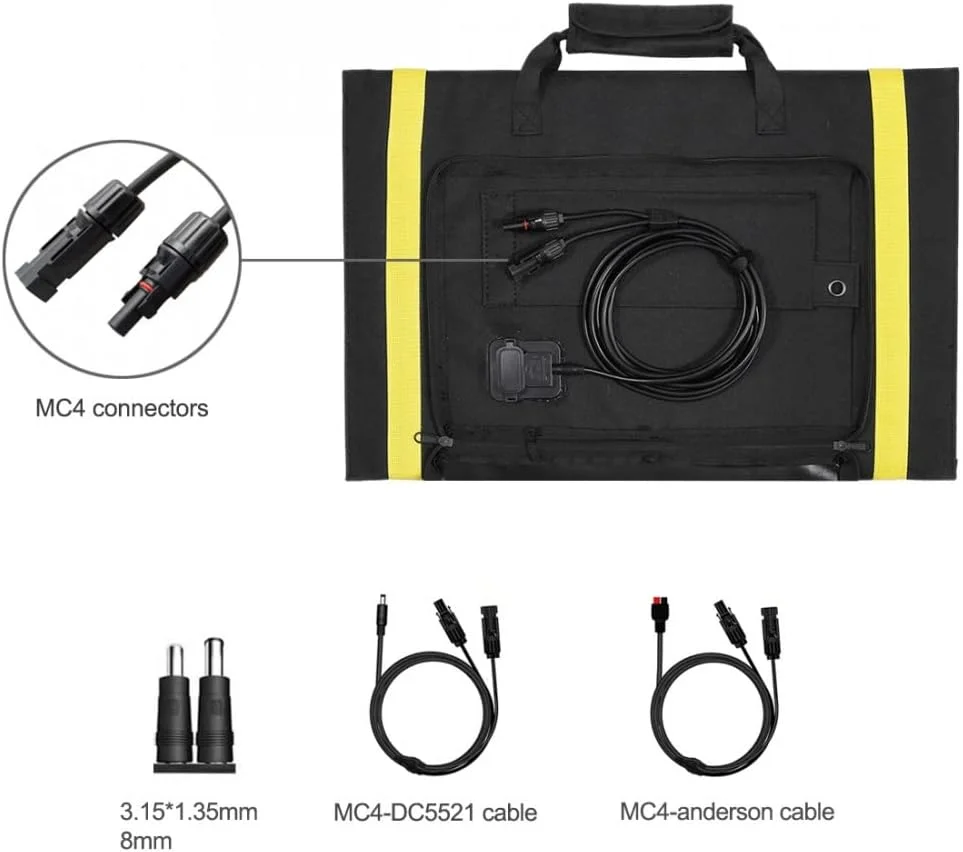 پنل خورشیدی تاشو 200 واتی LensunSolar با پایه نگهدارنده نوآورانه برای حداکثر کارایی، شارژ برای (Goal Zero) ایستگاه برق، ژنراتور خورشیدی، کمپر