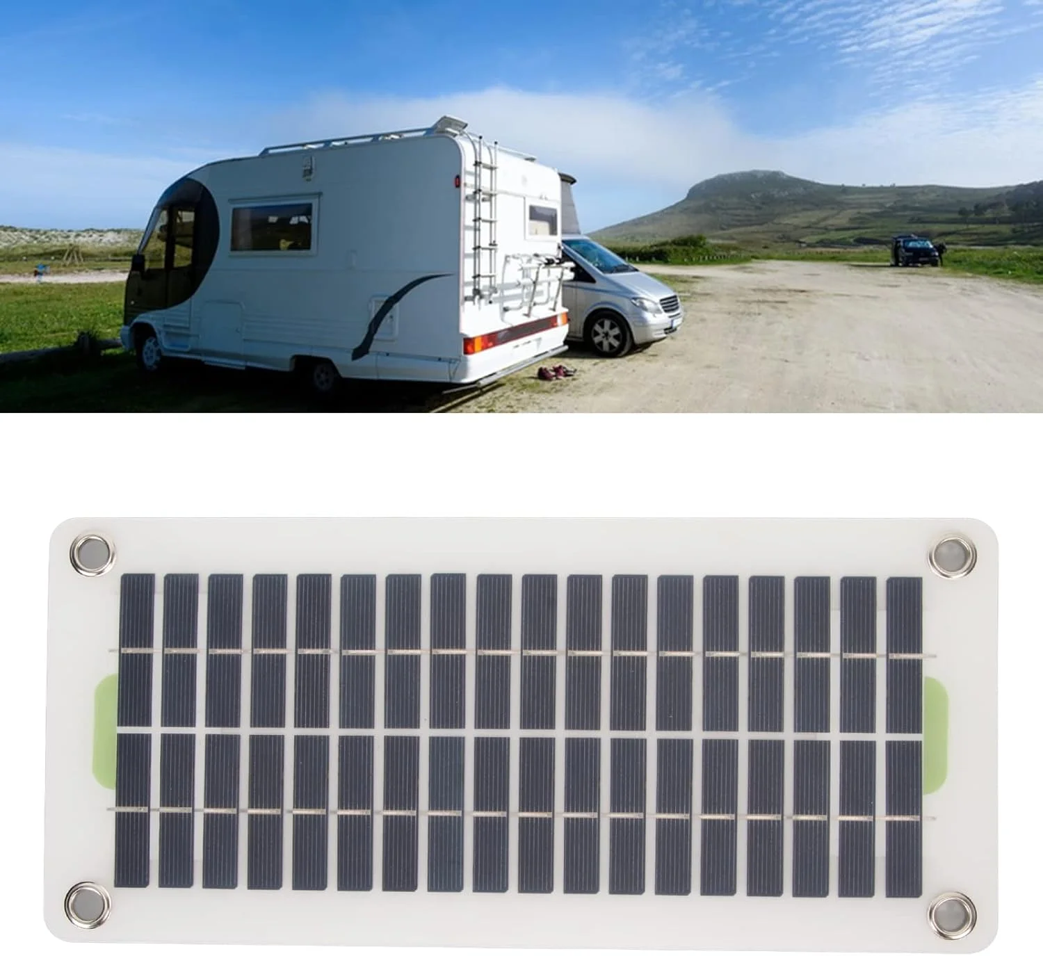 پنل خورشیدی قابل حمل Bewinner 12V 30W پلی کریستال ضد آب USB با فندکی، برای ماشین، ون، قایق پنل خورشیدی قابل حمل Bewinner 12V 30W پلی کریستال ضد آب USB با فندکی، برای ماشین، ون، قایق