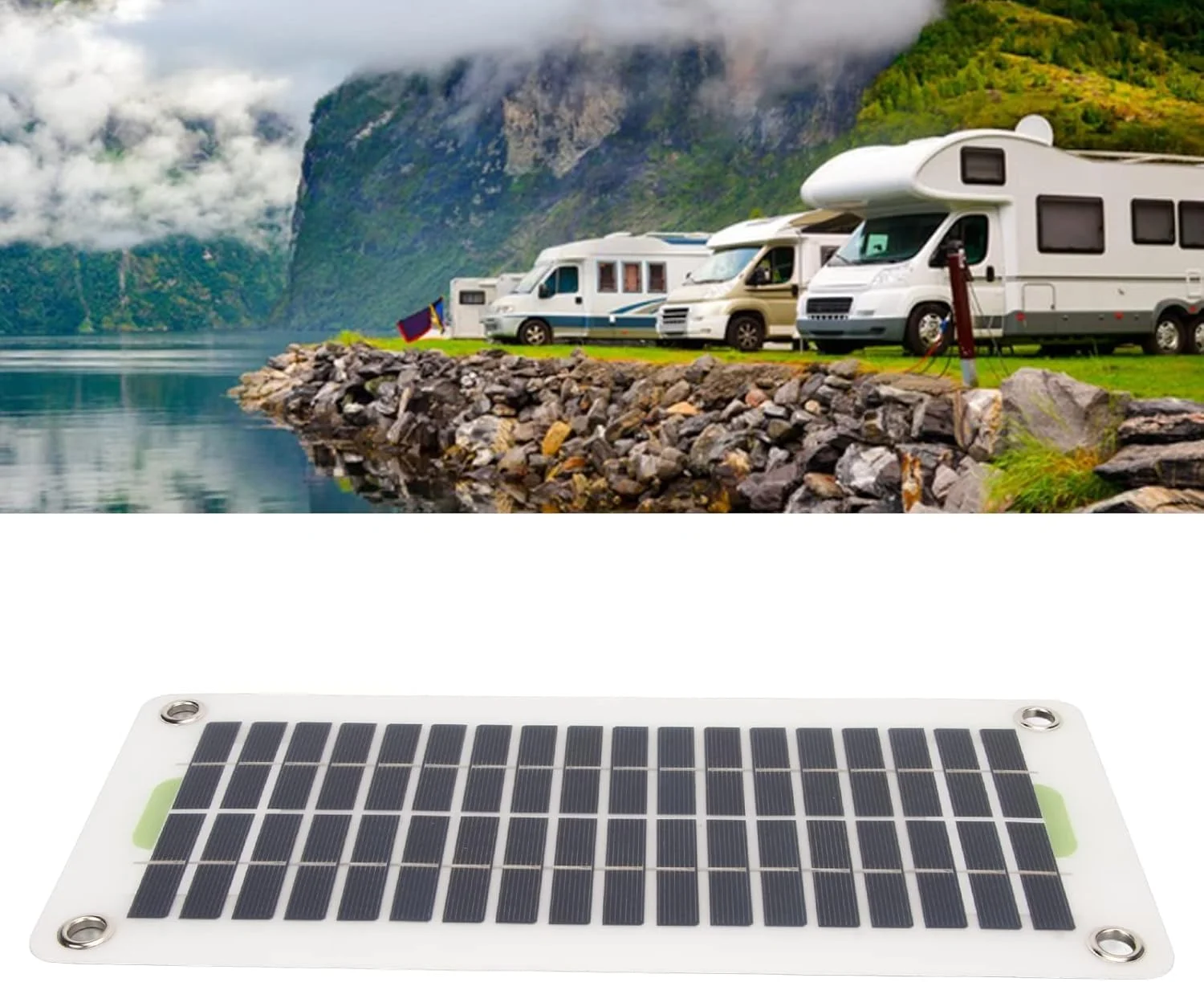 پنل خورشیدی قابل حمل Bewinner 12V 30W پلی کریستال ضد آب USB با فندکی، برای ماشین، ون، قایق پنل خورشیدی قابل حمل Bewinner 12V 30W پلی کریستال ضد آب USB با فندکی، برای ماشین، ون، قایق