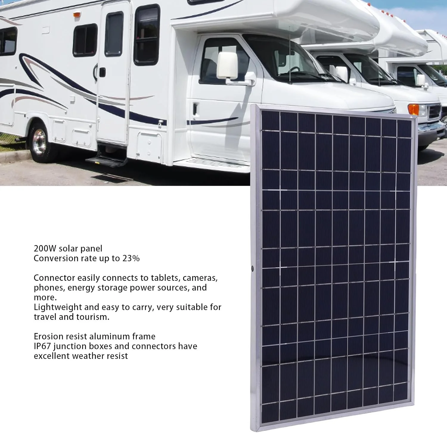 کیت پنل خورشیدی 200 واتی Tnfeeon با قاب آلومینیومی با راندمان بالا، سازگار با RV، قایق و تریلر برای کاربردهای خارج از شبکه، سبک و قابل حمل، کنترل بصری برای فضای باز