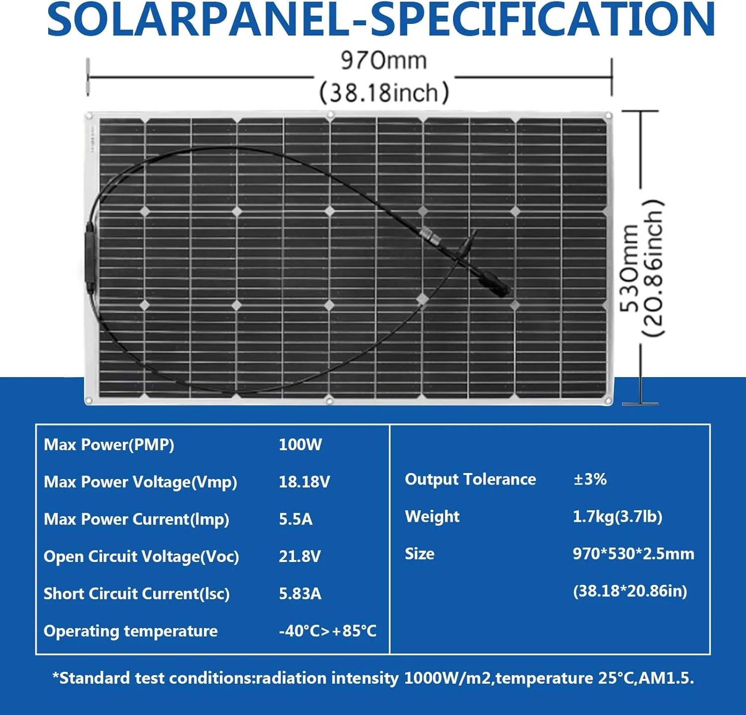 پنل خورشیدی انعطاف پذیر 100 واتی YINGGUANG، پنل های خورشیدی قابل حمل، پنل های خورشیدی با راندمان بالا، مناسب برای ژنراتورهای خورشیدی فضای باز، باتری های لیتیومی موبایل، کمپینگ RV، قایق تفریحی، ماجراجویی در فضای باز.