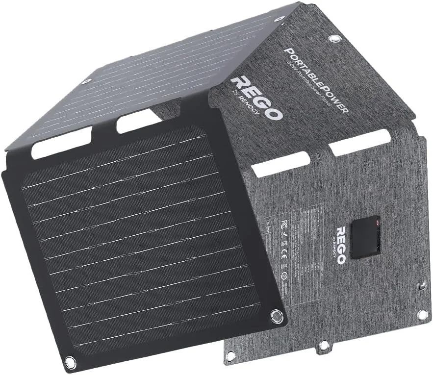 پنل های خورشیدی رنوژی، شارژر خورشیدی تاشو قابل حمل 30 واتی، سبک و شارژ سریع برای آیفون، آیپد، لپ تاپ، پاور بانک، پورت USB C/USB A/DC، IP67 برای کمپینگ، RV، پیاده روی، فعالیت در فضای باز