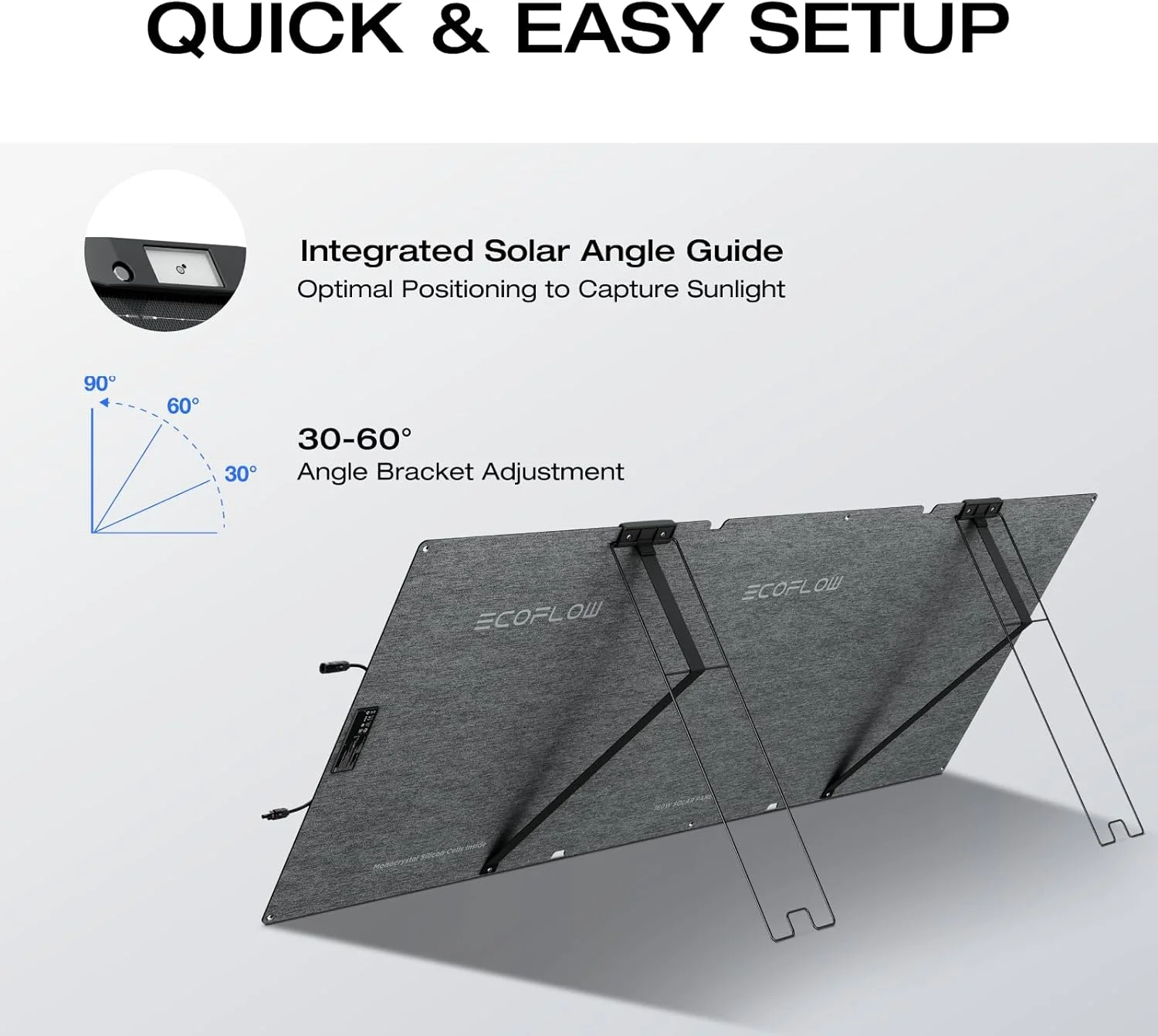 پنل خورشیدی قابل حمل 160 واتی EF ECOFLOW برای نیروگاه ها، بازده تبدیل بالا 25٪، پنل خورشیدی تاشو با پایه قابل تنظیم، ضد آب IP68 برای کمپینگ در فضای باز، نسخه NextGen