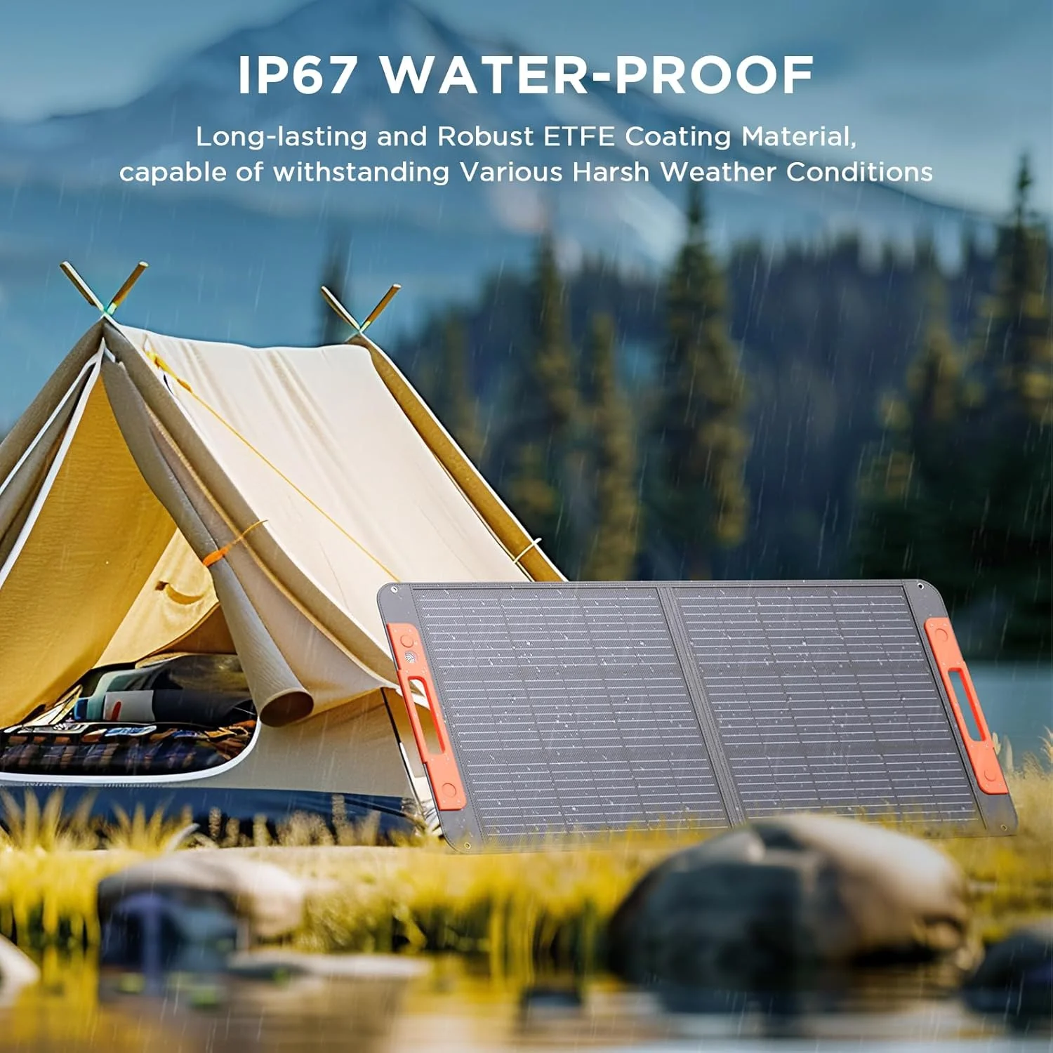 پنل خورشیدی قابل حمل 100 واتی ZOUPW با راهنمای زاویه خورشیدی، لوازم ضروری کمپینگ، شارژر خورشیدی تاشو 20 ولتی برای ایستگاه برق، راندمان بالا 23.5% ضد آب IP67، دارای 2 پایه برای کمپینگ، RV و خاموشی