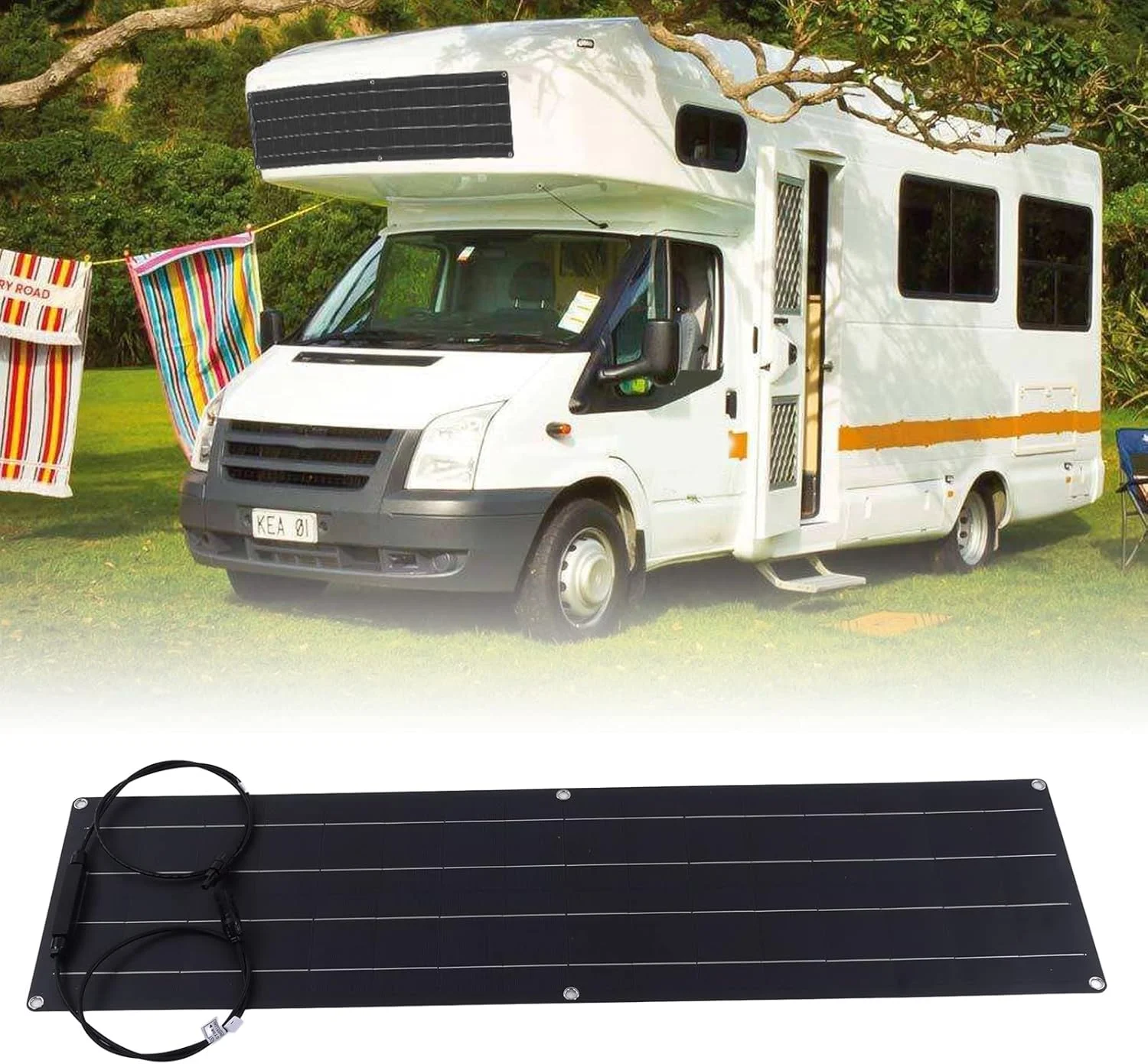 پنل خورشیدی انعطاف پذیر 120 وات Luqeeg - سیلیکون تک کریستالی، تولید برق قابل حمل، ضد آب IP68، گیره، کنترلر 40 آمپر، برای مصارف خانگی، کمپینگ، RV، قایق تفریحی، چراغ خیابانی