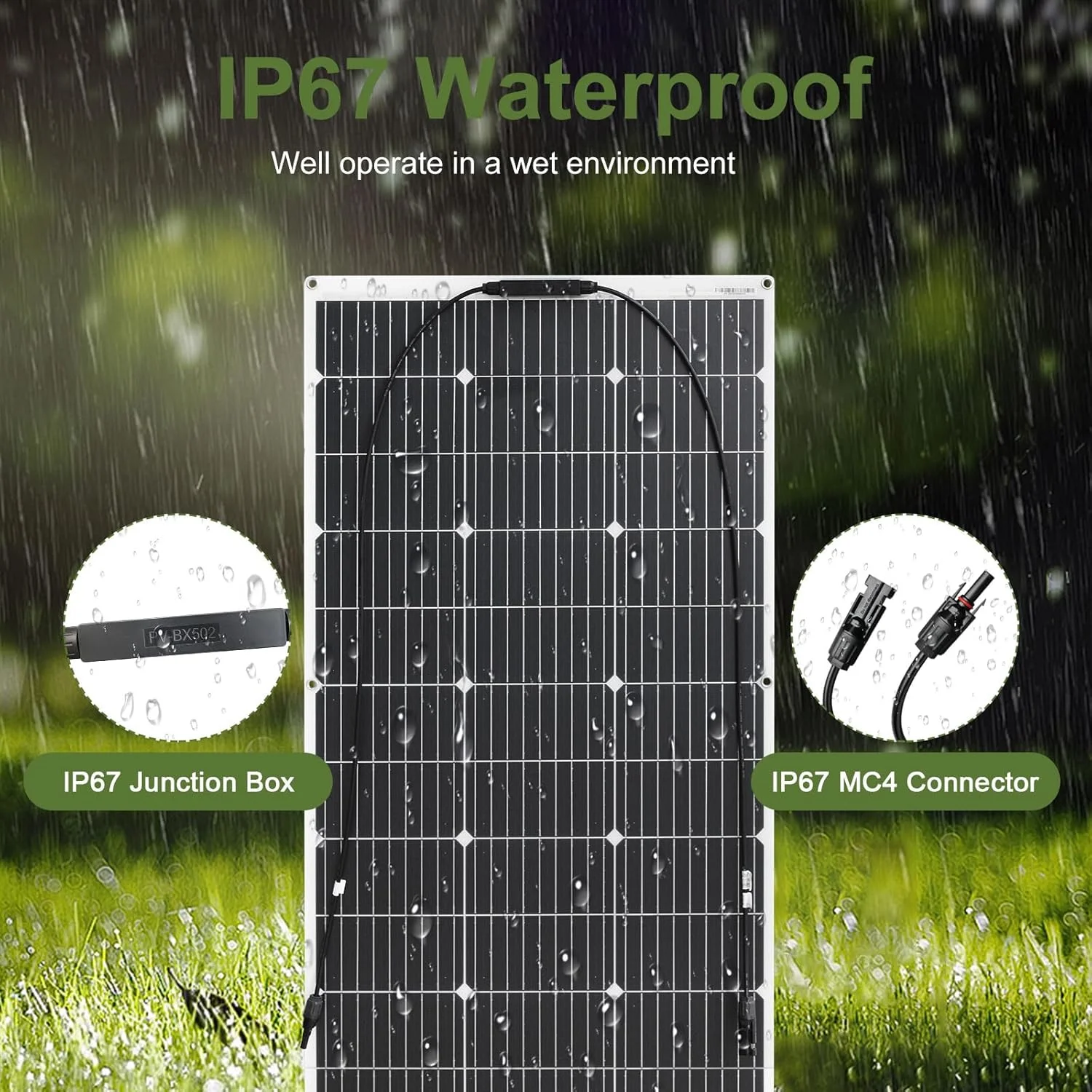 پنل خورشیدی 100 واتی 18 ولت، ماژول خورشیدی انعطاف پذیر مونوکریستالی سبک وزن برای شارژ در فضای باز، درجه یک برای خودرو