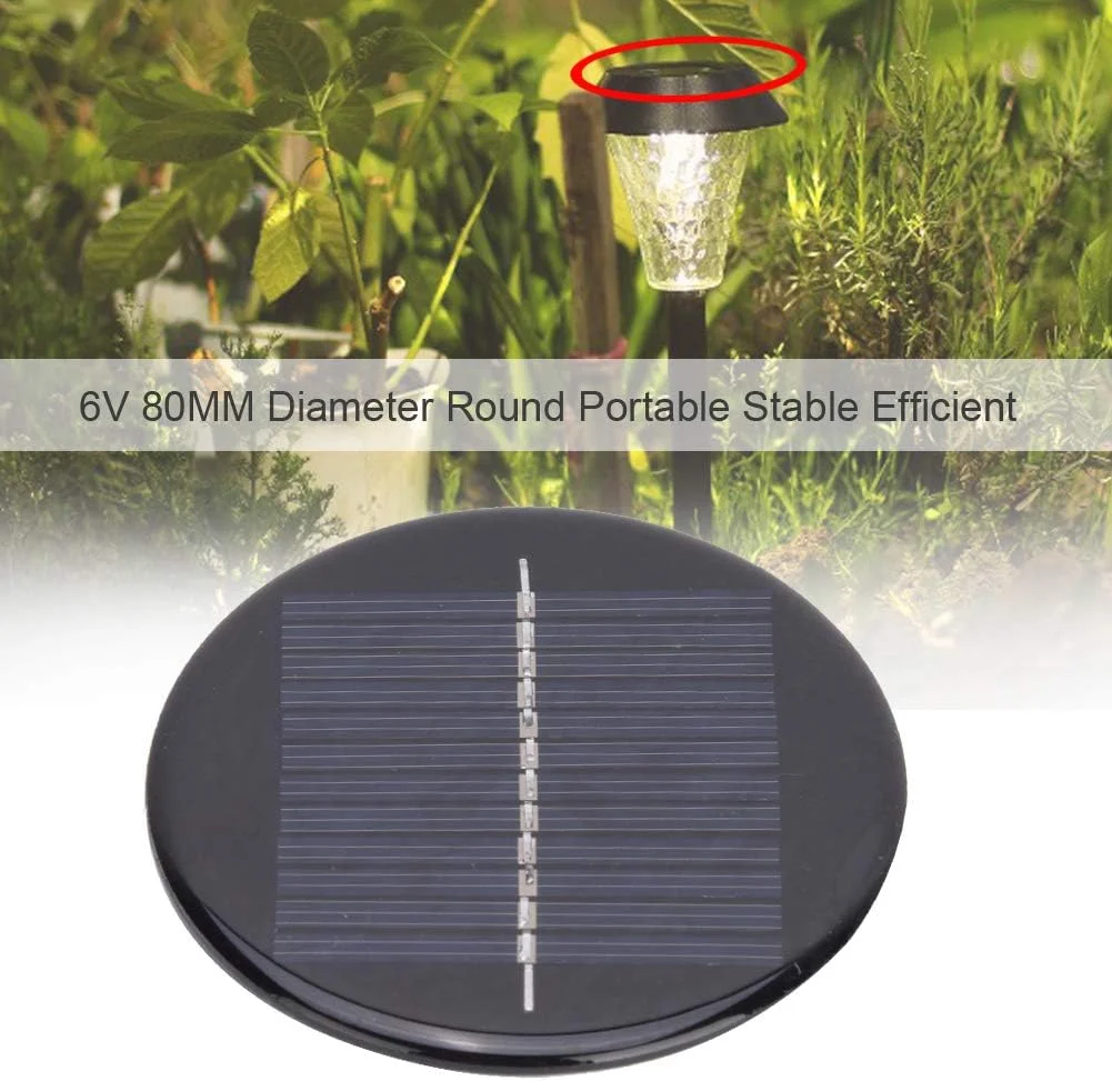 ۴ عدد پنل خورشیدی گرد ۶ ولت ۸۰ میلی متری با سیم، کنترل هوشمند تثبیت ولتاژ برای استفاده سازگار با محیط زیست ۴ عدد پنل خورشیدی گرد ۶ ولت ۸۰ میلی متری با سیم، کنترل هوشمند تثبیت ولتاژ برای استفاده سازگار با محیط زیست