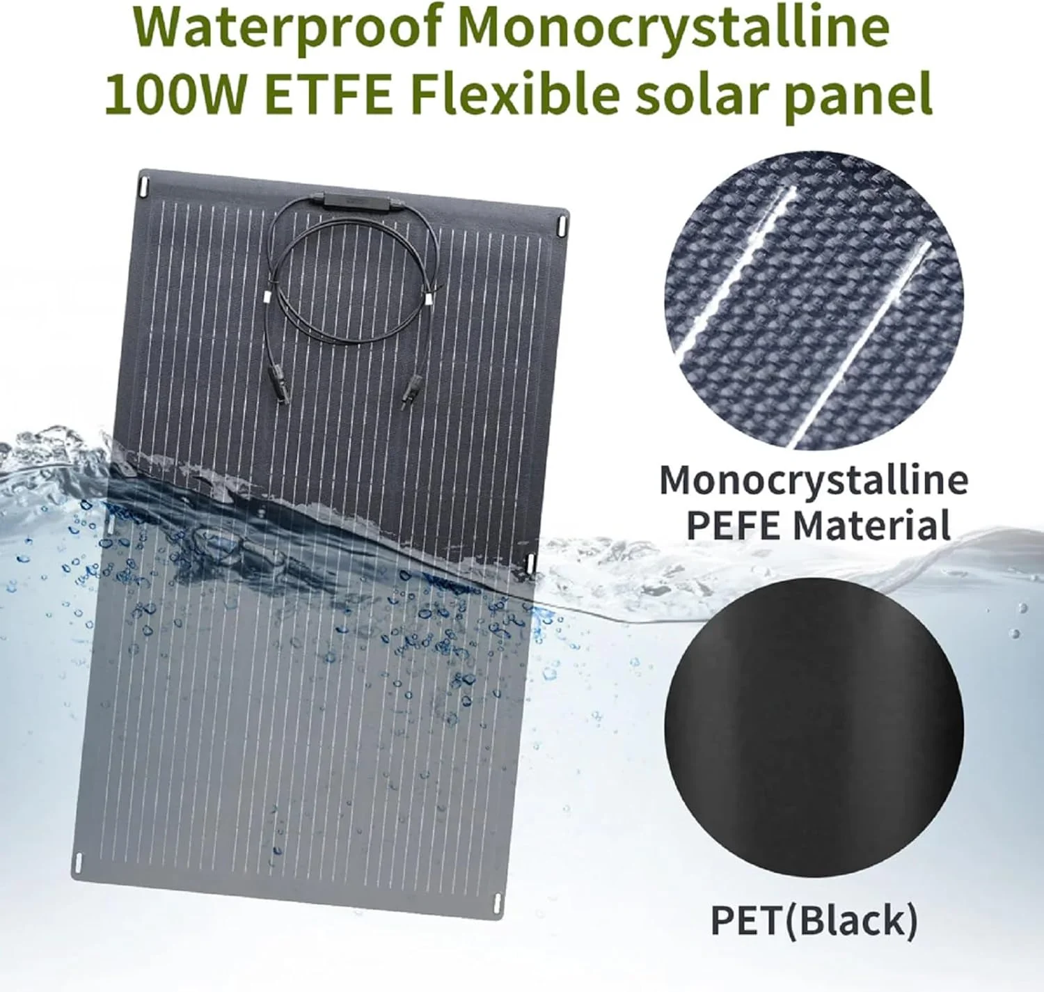 پنل خورشیدی قابل حمل 100 واتی ALLPOWERS مدل SF100، پنل خورشیدی انعطاف پذیر، کیت خورشیدی 24 ولتی مونوکریستالین، راندمان بالا 25٪، IP68، برای ایستگاه برق، تلفن، پشت بام، کمپینگ در فضای باز و RV