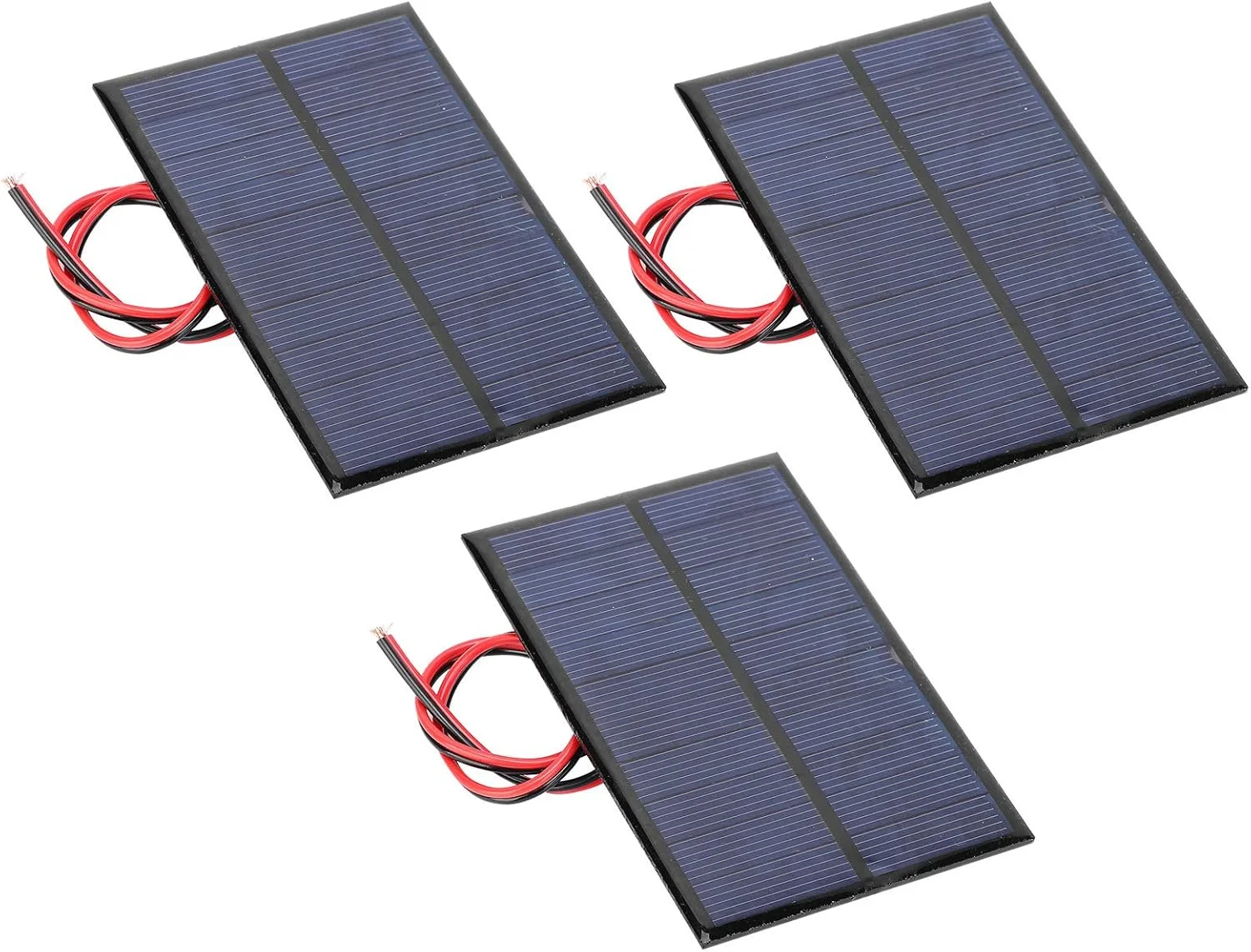 پنل خورشیدی مینی 3 عددی، ماژول کوچک برق پنل خورشیدی DC 5V 200mA، برد پلی سیلیکونی + کیت سیستم خورشیدی خط قرمز و مشکی 30 سانتی متری برای شارژر باتری خورشیدی