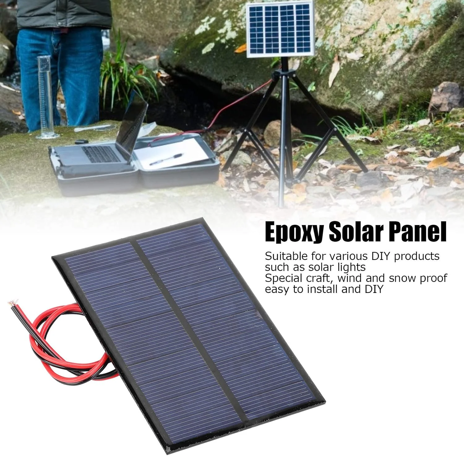 پنل خورشیدی مینی 3 عددی، ماژول کوچک برق پنل خورشیدی DC 5V 200mA، برد پلی سیلیکونی + کیت سیستم خورشیدی خط قرمز و مشکی 30 سانتی متری برای شارژر باتری خورشیدی