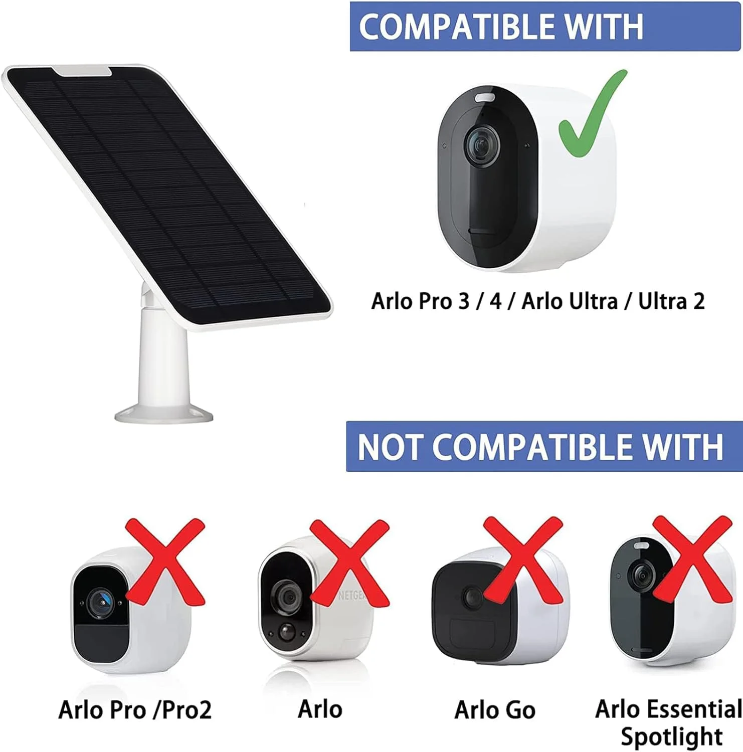 شارژر پنل خورشیدی سازگار با Arlo Pro 3/Pro 4/Pro 5S/Ultra/Ultra 2/Go 2، منبع تغذیه مداوم IP65 ضد آب و هوا با کابل شارژ 3 متری و پایه دیواری قابل تنظیم (تک بسته) شارژر پنل خورشیدی سازگار با Arlo Pro 3/Pro 4/Pro 5S/Ultra/Ultra 2/Go 2، منبع تغذیه مداوم IP65 ضد آب و هوا با کابل شارژ 3 متری و پایه دیواری قابل تنظیم (تک بسته)