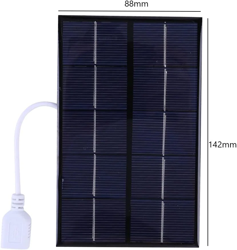 پنل خورشیدی قابل حمل 5 وات 5 ولت پلی سیلیکونی USB برای شارژ باتری/تلفن 3-5 ولت برای کمپینگ در فضای باز