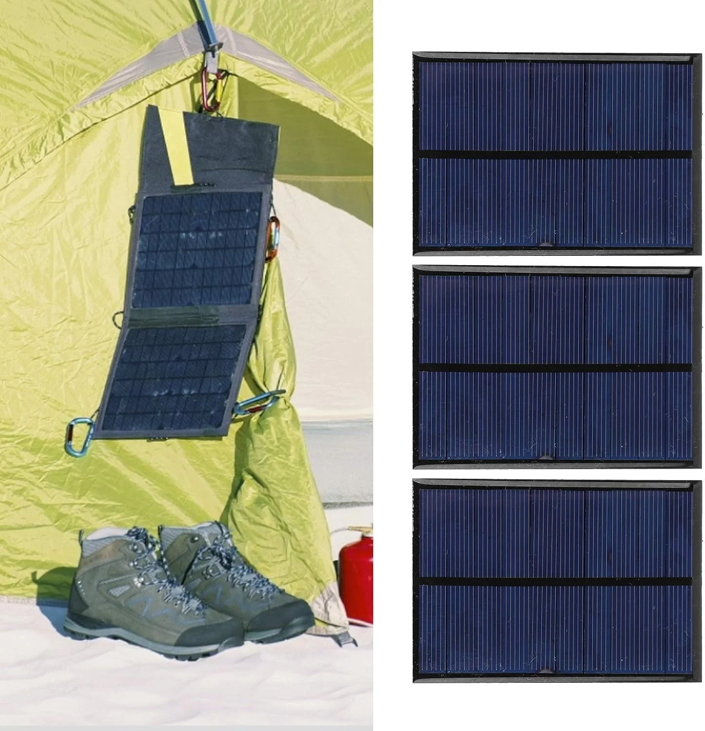 پنل خورشیدی مینی 3 عددی، ماژول کوچک برق پنل خورشیدی DC 5V 200mA، برد پلی سیلیکونی + کیت سیستم خورشیدی خط قرمز و مشکی 30 سانتی متری برای شارژر باتری خورشیدی