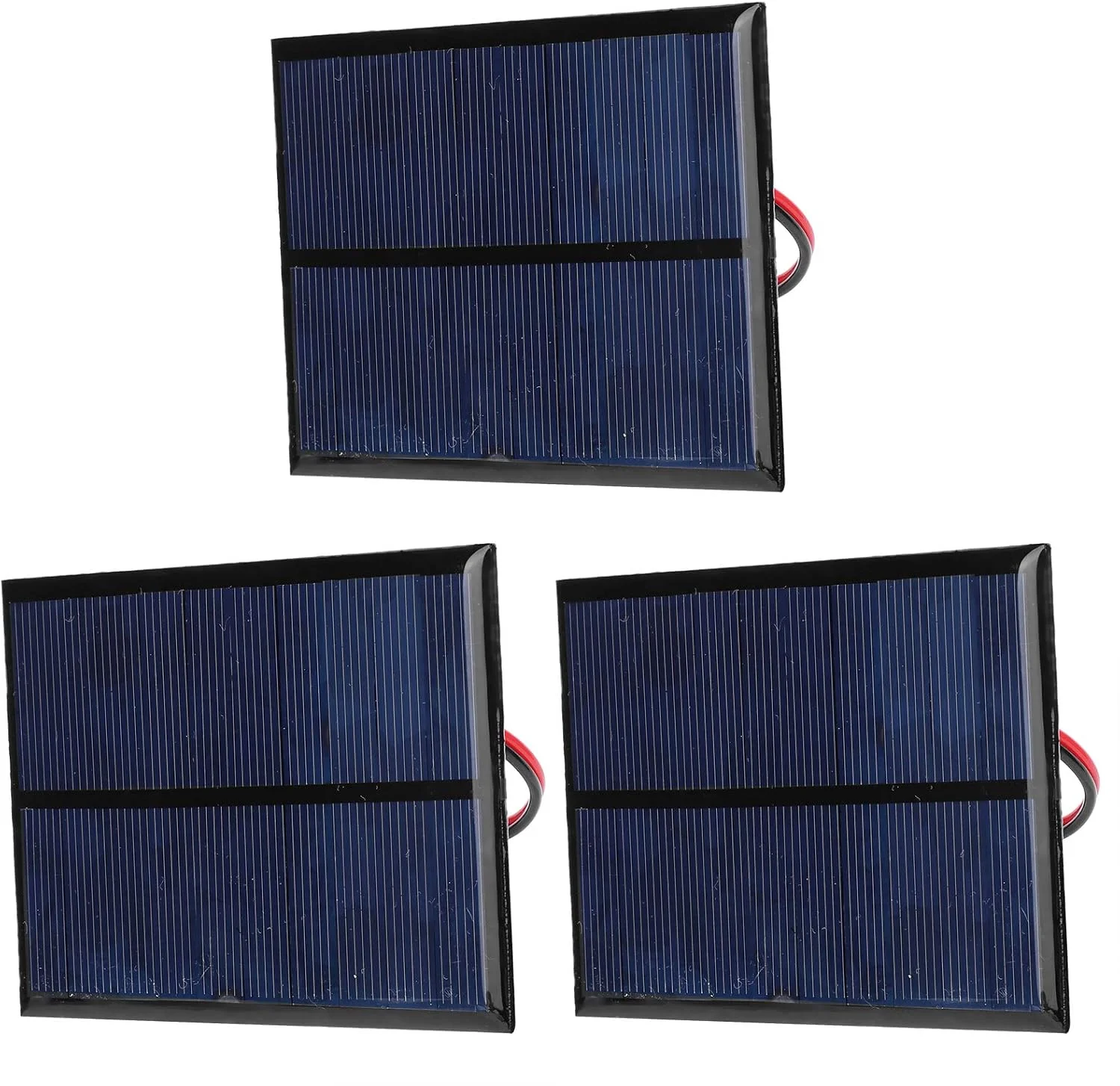 پنل خورشیدی مینی 3 عددی، ماژول کوچک برق پنل خورشیدی DC 5V 200mA، برد پلی سیلیکونی + کیت سیستم خورشیدی خط قرمز و مشکی 30 سانتی متری برای شارژر باتری خورشیدی