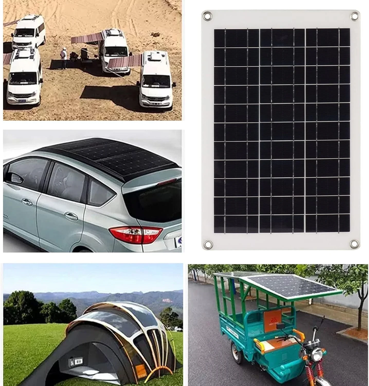 کیت پنل خورشیدی انعطاف پذیر پلی کریستالین 20 واتی Sorandy با رابط USB دوگانه - قابل حمل برای قایق، ماشین، RV، موتور سیکلت