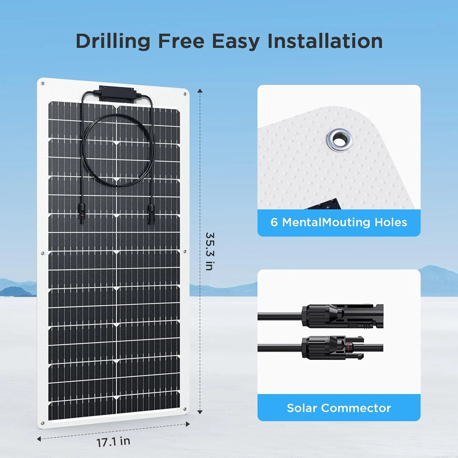پنل خورشیدی انعطاف پذیر 50 واتی، کیت پنل خورشیدی مونو 12 ولت 50 وات، Callsun با بازدهی بالا 23% 182 PERC ضد آب IP68 جنس ETFE برای زندگی خارج از شبکه، کمپینگ، کاروان، قایق (سفید)