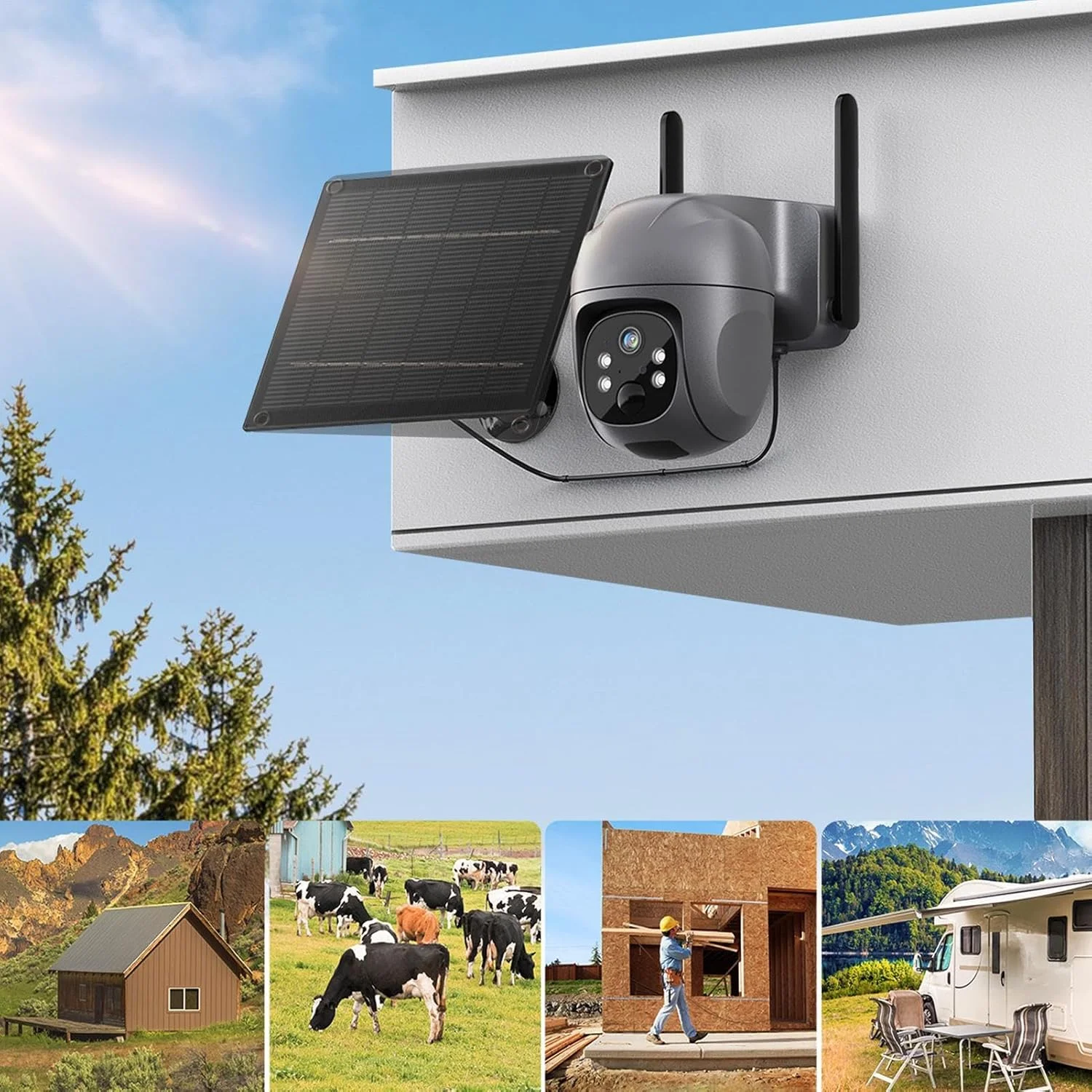 پنل خورشیدی 24 وات 12 ولت برای چراغ های فضای باز | پنل خورشیدی ایوان - ضد آب با پورت DC 5521 برای لامپ ایوان، پاسیو، باغ، کمپینگ، دوربین های امنیتی و نورپردازی حیاط خلوت