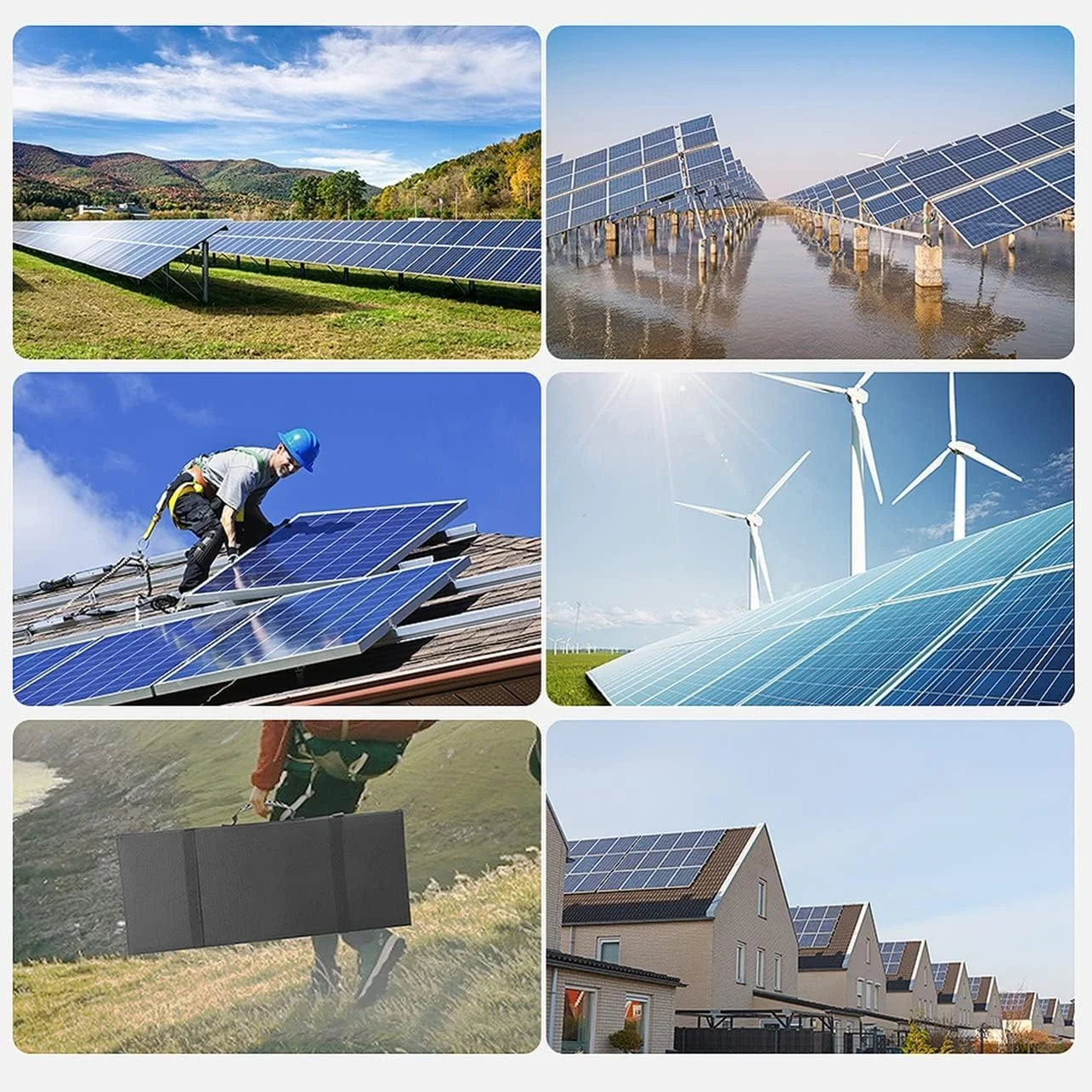 سیستم پنل خورشیدی 1000 واتی، پنل خورشیدی، کنترلر شارژ 60 آمپری، کیت اینورتر خورشیدی، مجموعه کامل تولید برق، کیف پنل خورشیدی - مشکی