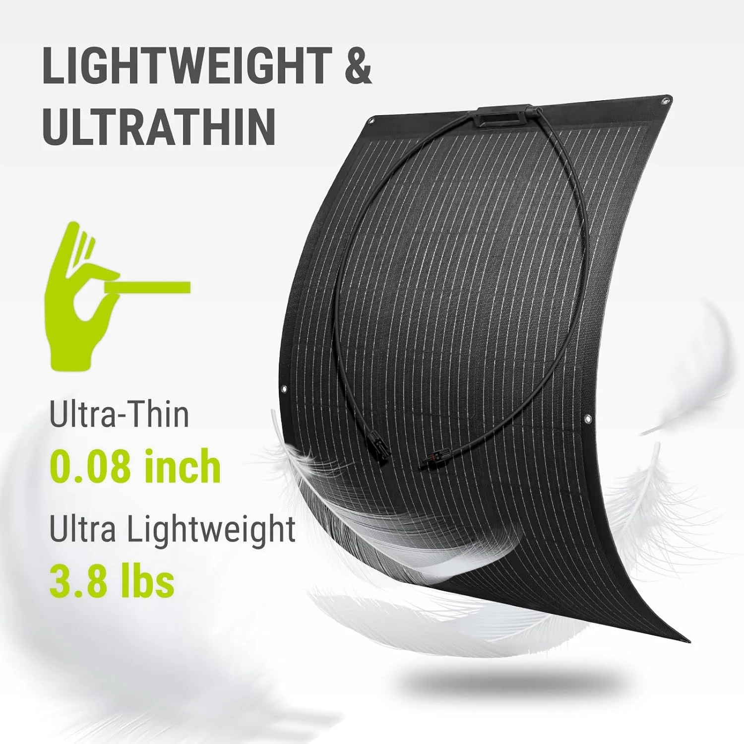 پنل خورشیدی انعطاف پذیر 100 وات Newpowa، قابل حمل و خم شو، 12 ولت، تک سلولی 10BB مونو برای سطوح ناهموار، کمپینگ دریایی، خانه، قایق، سطح RV، مشکی