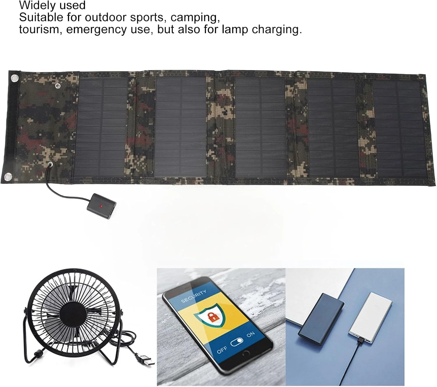 پنل خورشیدی قابل حمل 15 واتی 5 ولت USB تاشو سبک وزن ضد آفتاب Cryfokt Solar برای مواقع اضطراری و کمپینگ پنل خورشیدی قابل حمل 15 واتی 5 ولت USB تاشو سبک وزن ضد آفتاب Cryfokt Solar برای مواقع اضطراری و کمپینگ