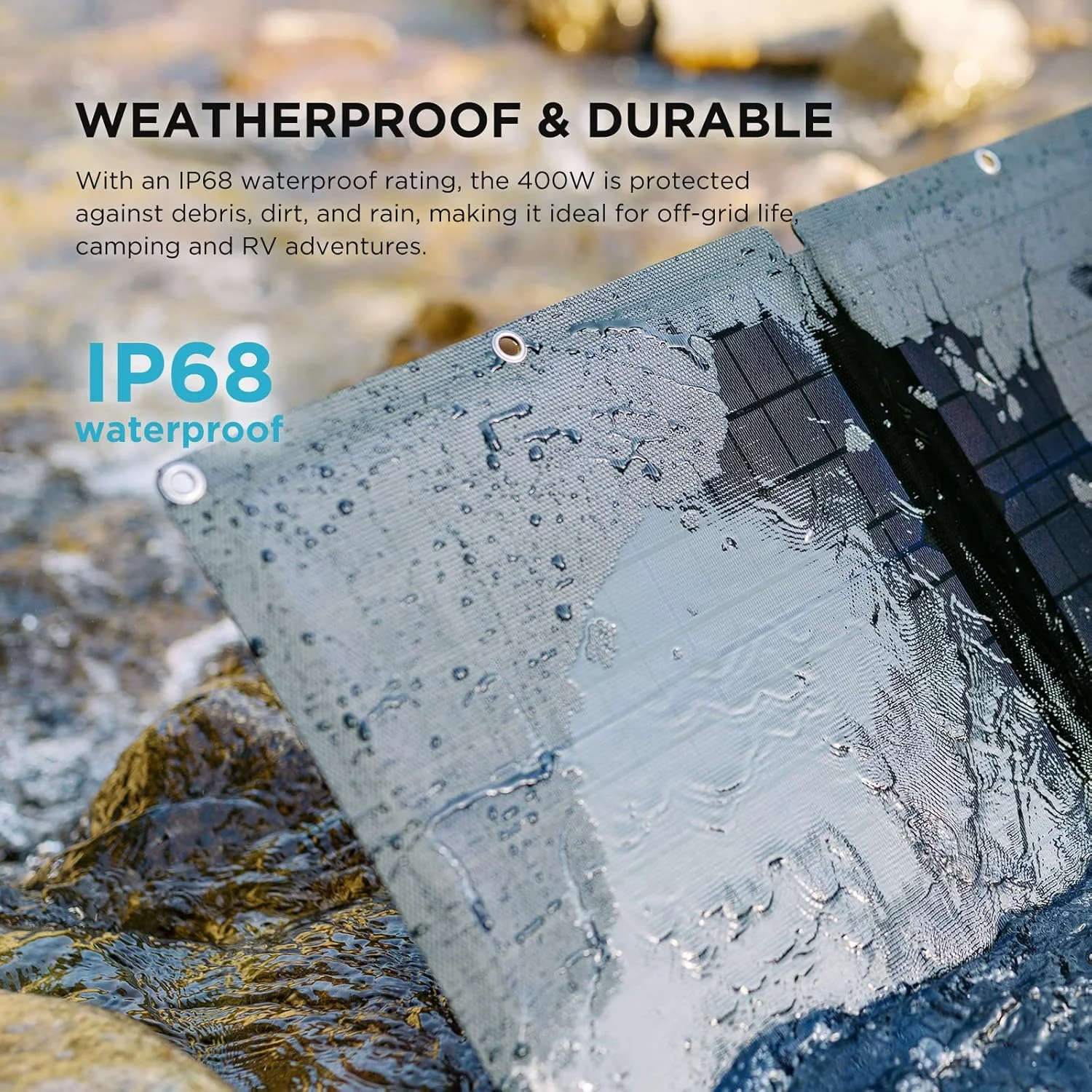 پنل خورشیدی قابل حمل 400 واتی EF ECOFLOW، تاشو و بادوام، همراه با کیف پایه قابل تنظیم، ضد آب IP68 برای ماجراجویی در فضای باز پنل خورشیدی قابل حمل 400 واتی EF ECOFLOW، تاشو و بادوام، همراه با کیف پایه قابل تنظیم، ضد آب IP68 برای ماجراجویی در فضای باز