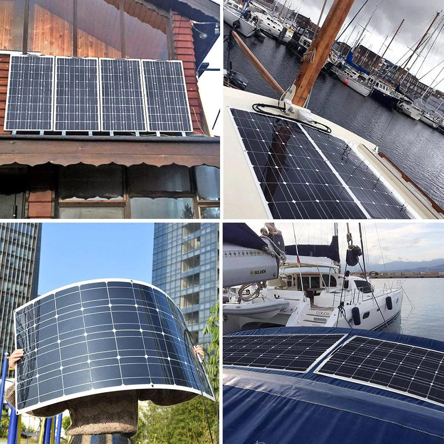 کیت پنل خورشیدی انعطاف پذیر LNNLAA (150W 300W 450W 600W)، با کنترلر 40A، نرخ تبدیل 21-23% / خمش 30 درجه، برای شارژ باتری 12 ولت، برای سقف/RV/قایق (اندازه: 77.5×50cm)، 450W