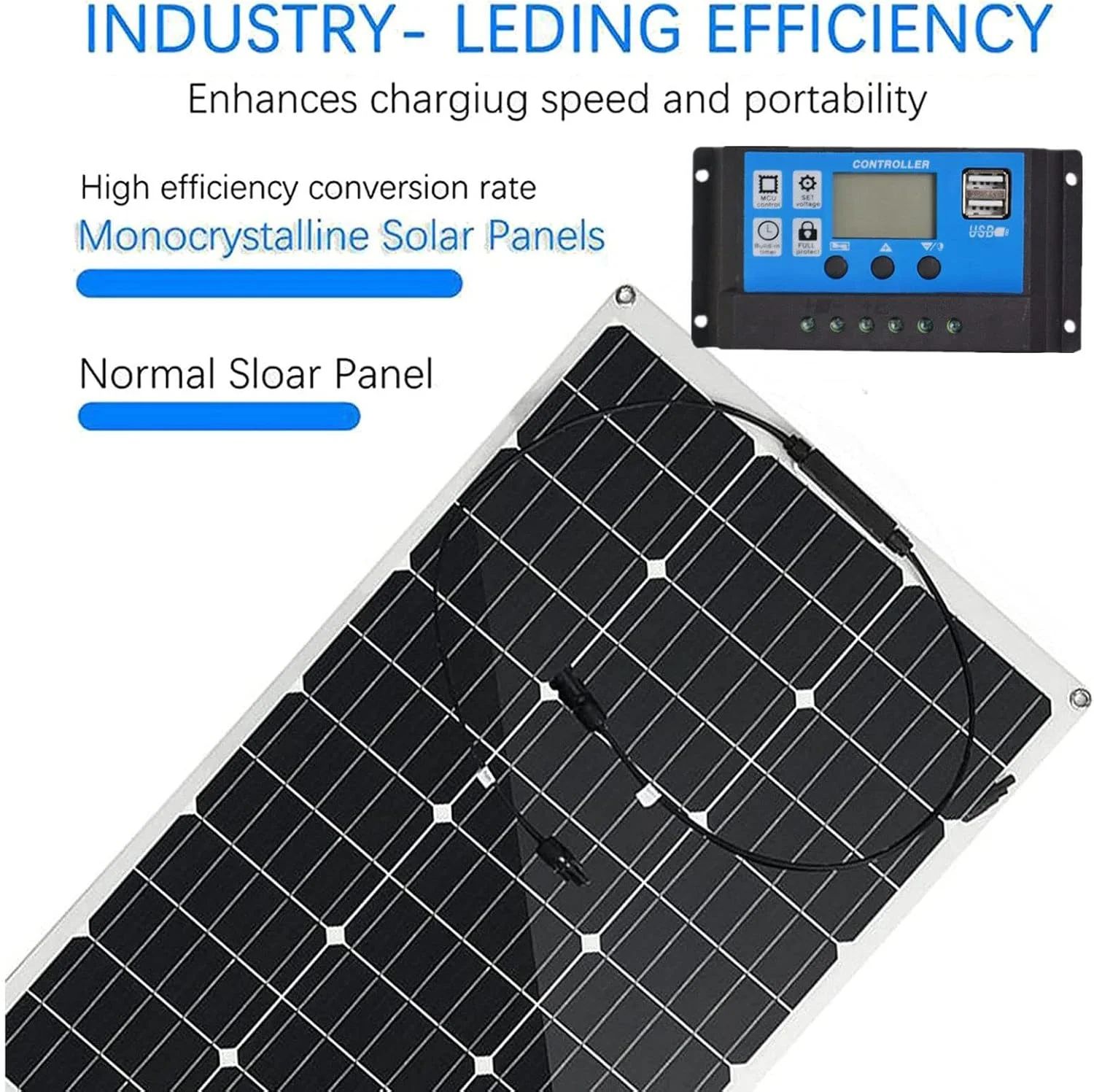 کیت پنل خورشیدی انعطاف پذیر LNNLAA (150W 300W 450W 600W)، با کنترلر 40A، نرخ تبدیل 21-23% / خمش 30 درجه، برای شارژ باتری 12 ولت، برای سقف/RV/قایق (اندازه: 77.5×50cm)، 450W