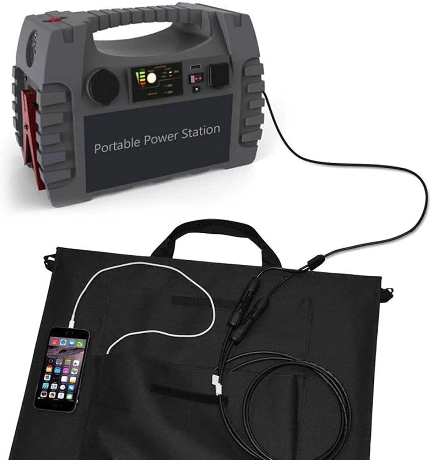 پنل خورشیدی قابل حمل PEHUB، کیت پنل خورشیدی 200 واتی مونوکریستالین، کامل با یک پایه تاشو قابل تنظیم، تاشو و بادوام، ضد آب IP67 برای ماجراجویی در فضای باز، کمپینگ در فضای باز RV، کنترلر 10 آمپر