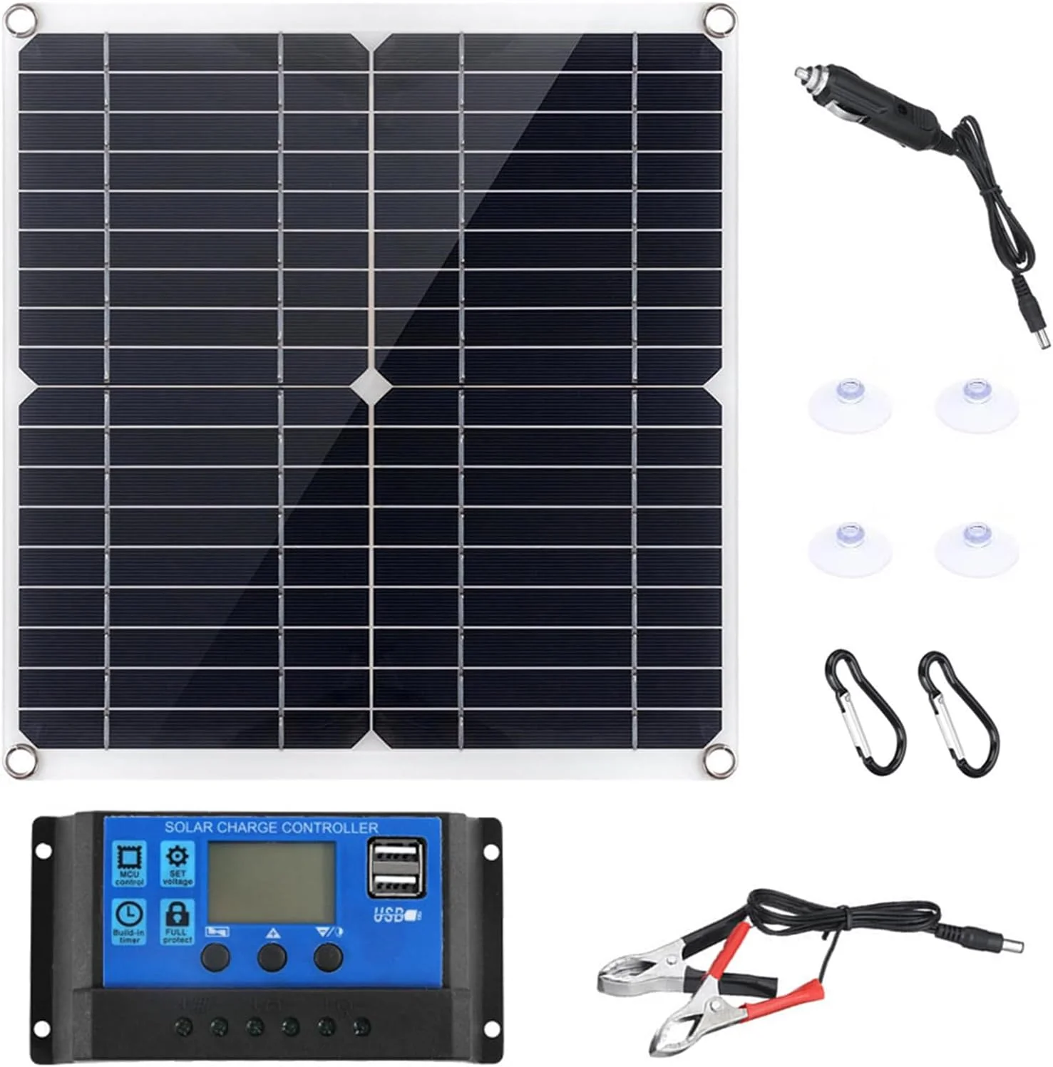 کیت پنل خورشیدی انعطاف پذیر 20 واتی به همراه کنترلر 300 واتی، منبع تغذیه 12 ولت، رابط شارژ USB، سلول های خورشیدی ضد آب برای تلفن، RV، ماشین کیت پنل خورشیدی انعطاف پذیر 20 واتی به همراه کنترلر 300 واتی، منبع تغذیه 12 ولت، رابط شارژ USB، سلول های خورشیدی ضد آب برای تلفن، RV، ماشین