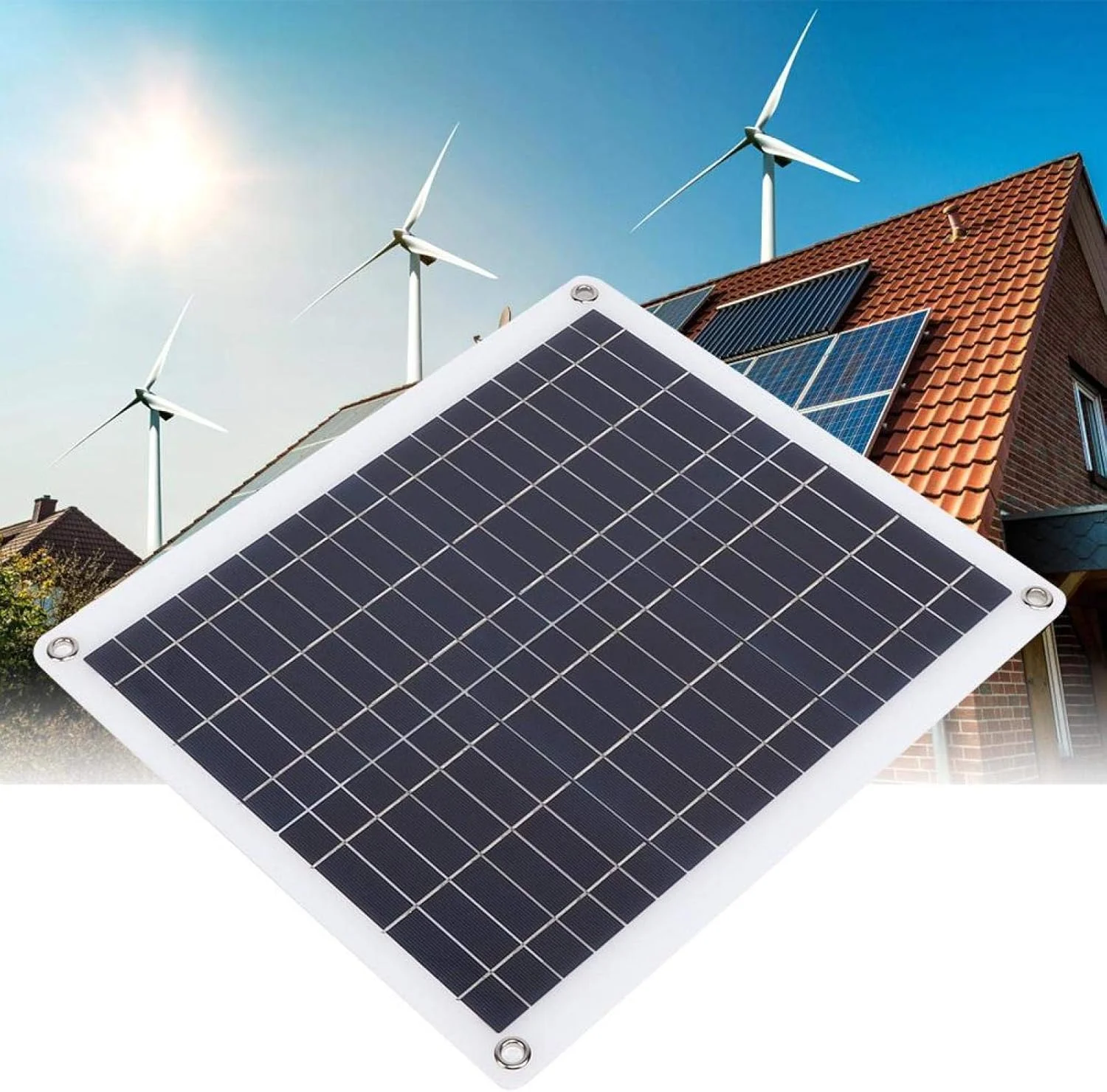 شارژر پنل خورشیدی - پنل خورشیدی پلی سیلیکونی کوچک 20 وات 12 ولت قابل حمل و انعطاف پذیر برای فضای باز، 42x37 سانتی متر شارژر پنل خورشیدی - پنل خورشیدی پلی سیلیکونی کوچک 20 وات 12 ولت قابل حمل و انعطاف پذیر برای فضای باز، 42x37 سانتی متر