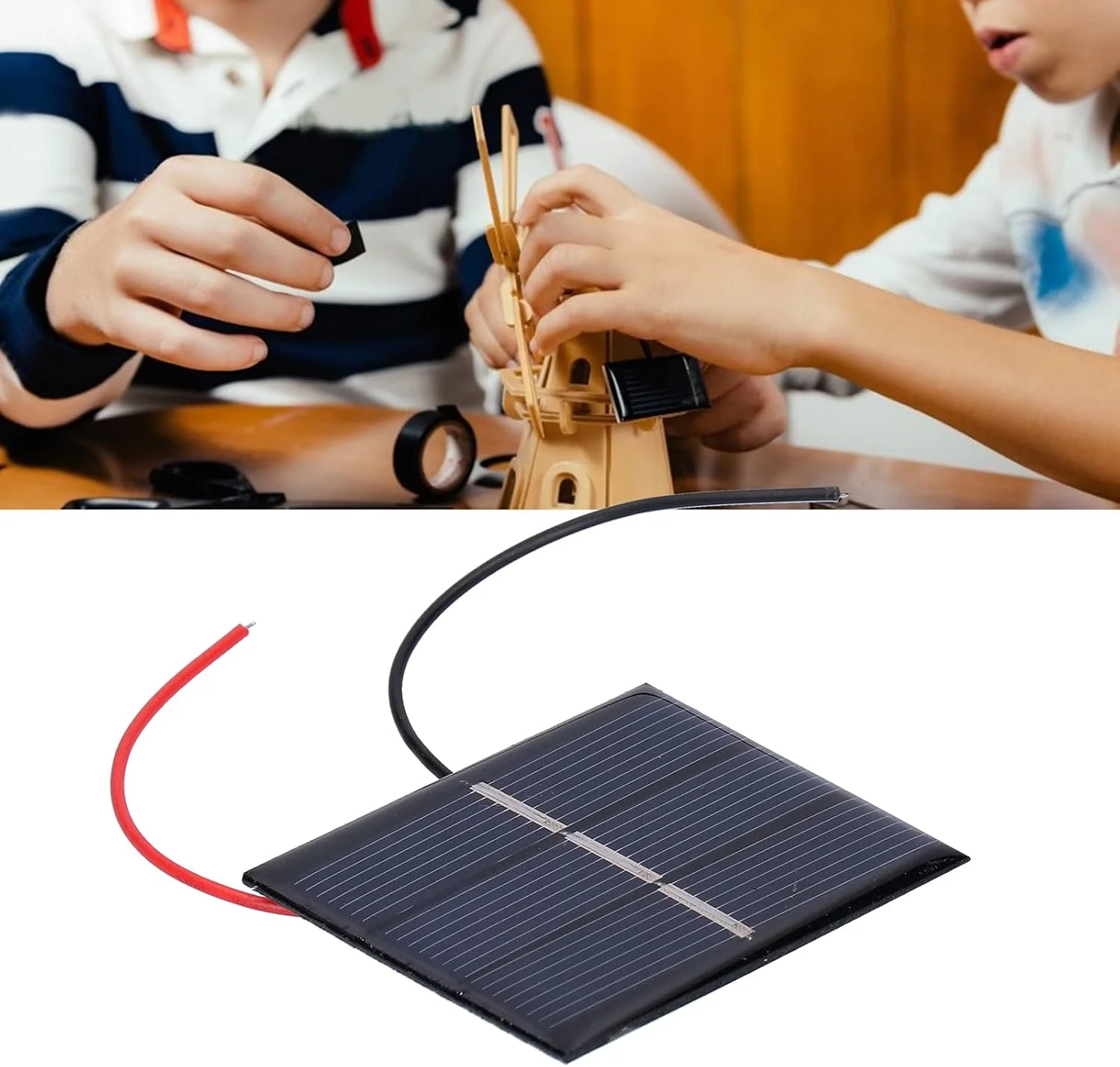 چهار عدد پنل انرژی خورشیدی 43x55 میلی متر 0.4 وات 1.5 ولت پنل خورشیدی قابل حمل با سیم 4 اینچی، خروجی با راندمان نرخ تبدیل بالا برای روشنایی و نورپردازی باغ خورشیدی