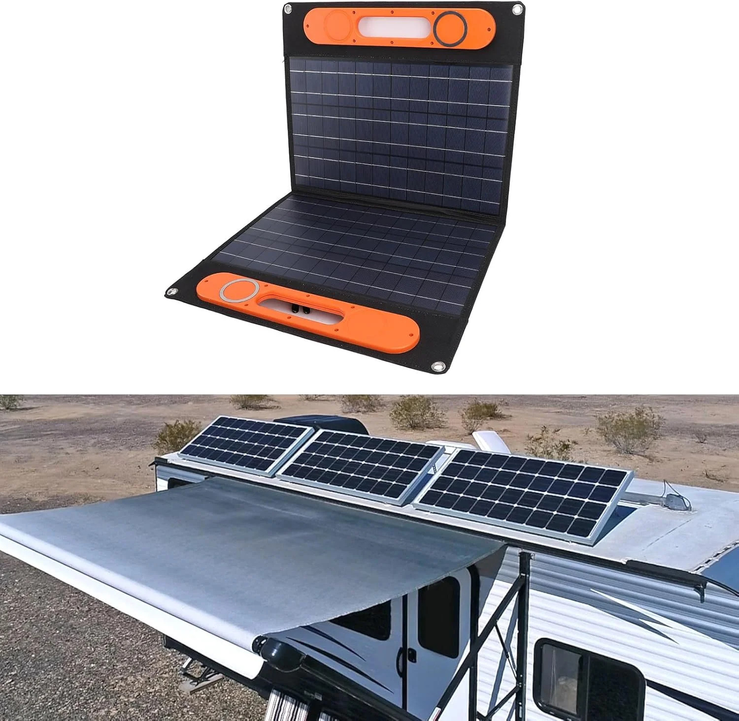 پنل خورشیدی Cryfokt، پنل خورشیدی با جیب ذخیره سازی مناسب 18 ولت 100 وات، استفاده راحت برای مسافرت